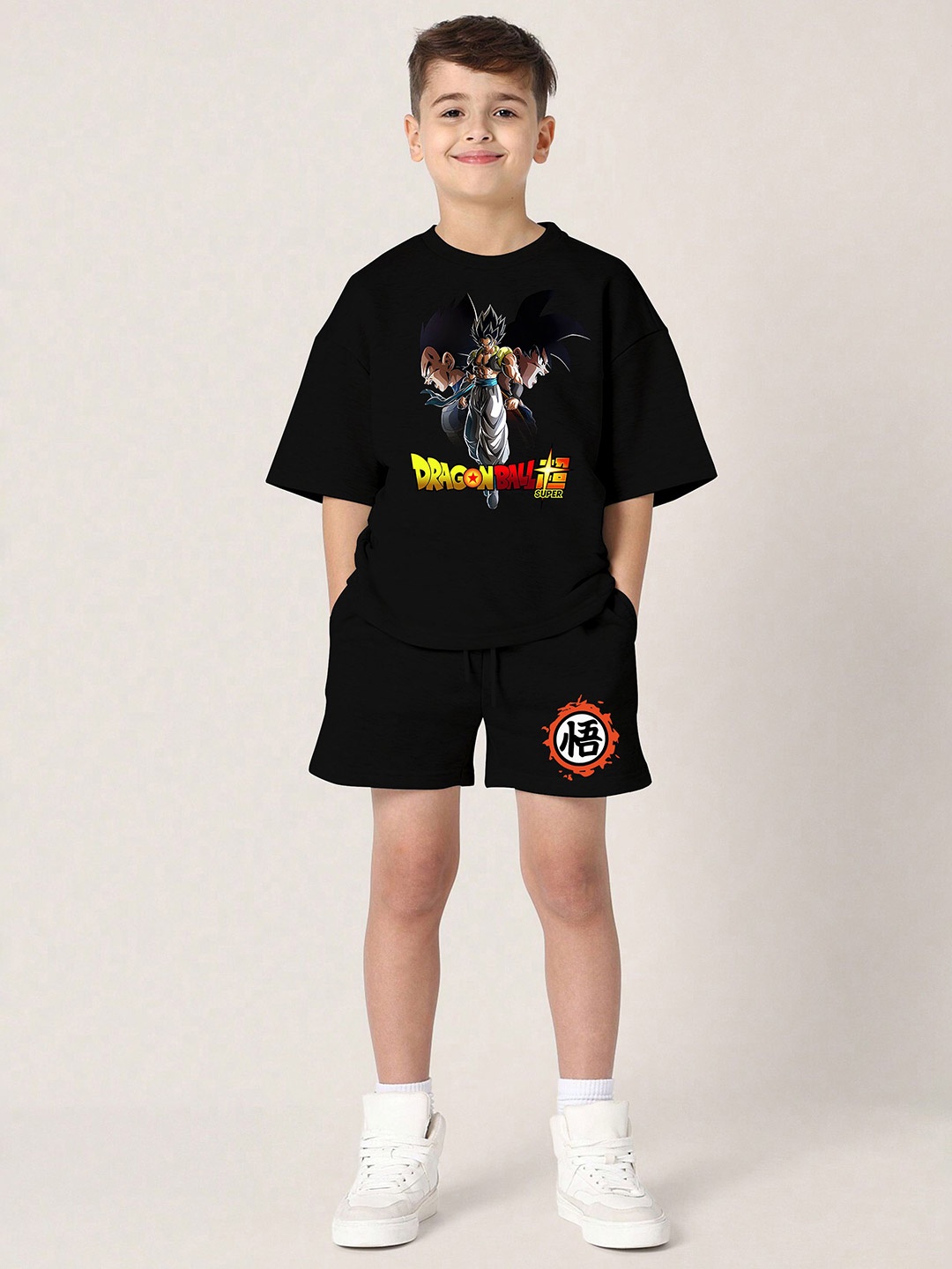 

BAESD Boys Printed T-shirt with Shorts, Black