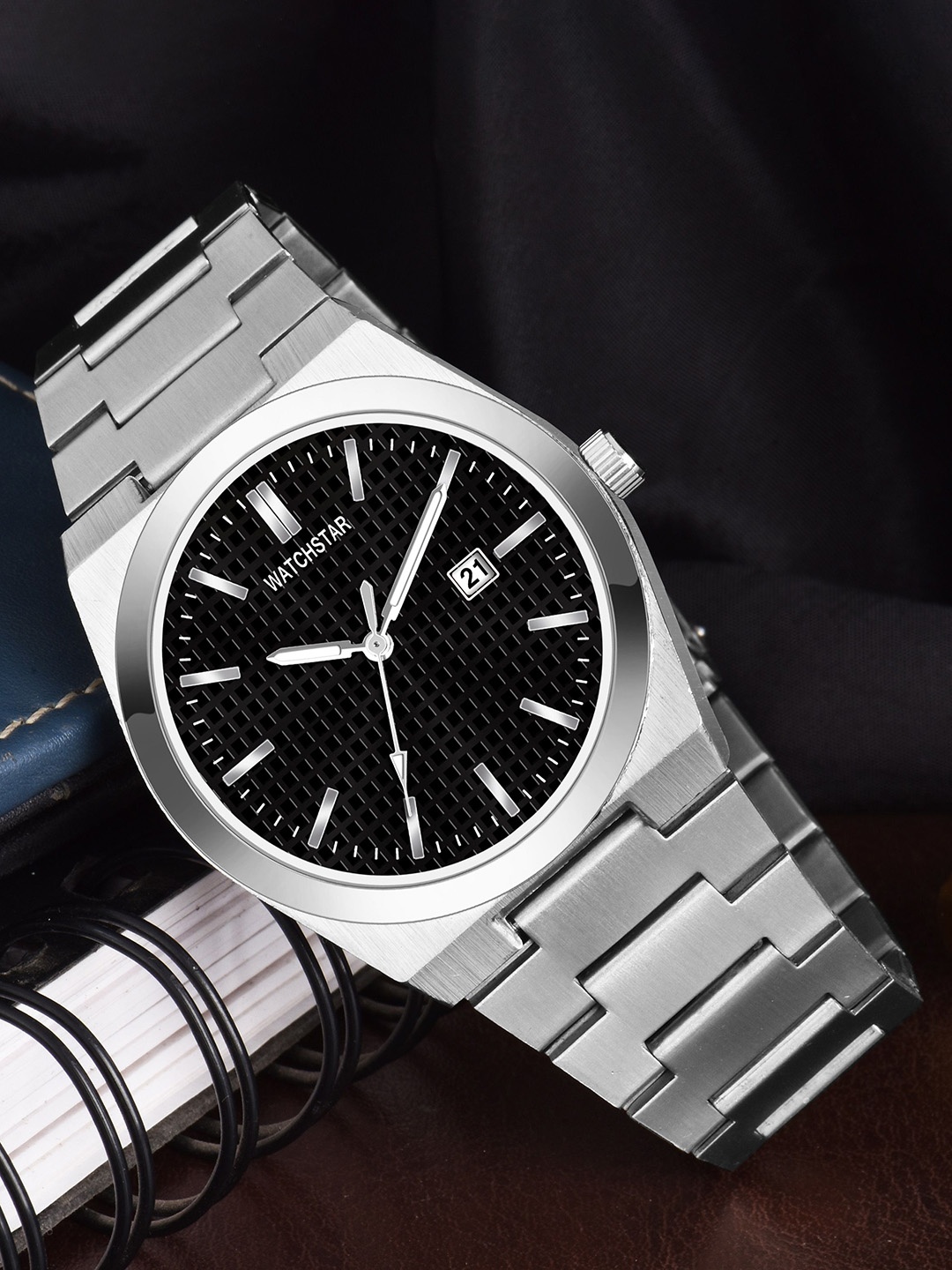 

WATCHSTAR Men Patterned Dial & Stainless Steel Straps Analogue Watch Royal BlackDL, Black