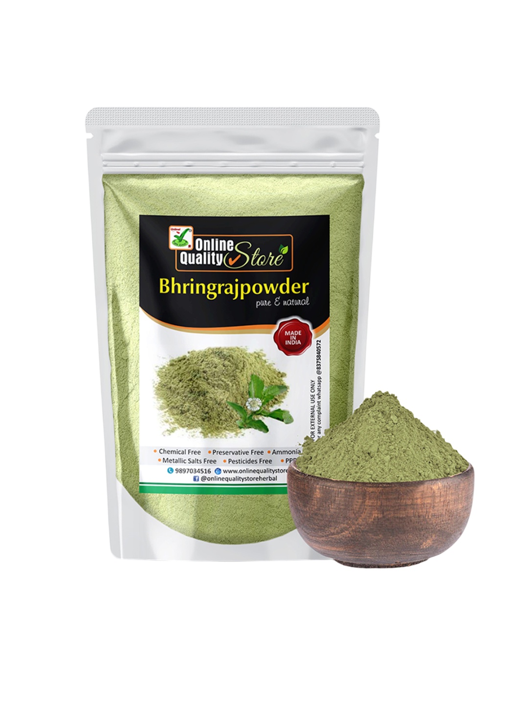 

Online Quality Store Herbal Bhringraj Hair Powder For Damaged Hairs - 900 g, Green