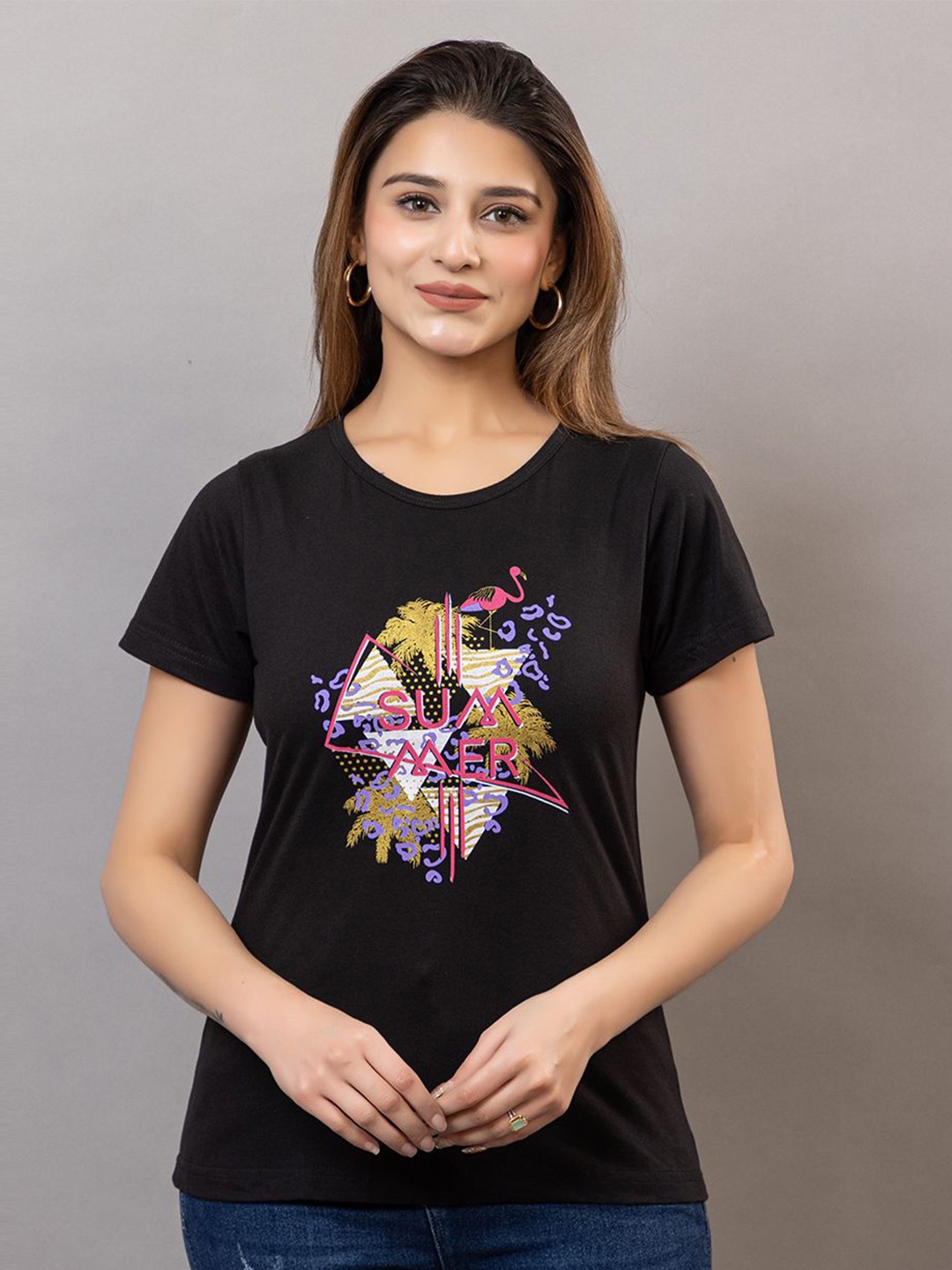 

PROBASIC Women Pockets T-shirt, Black