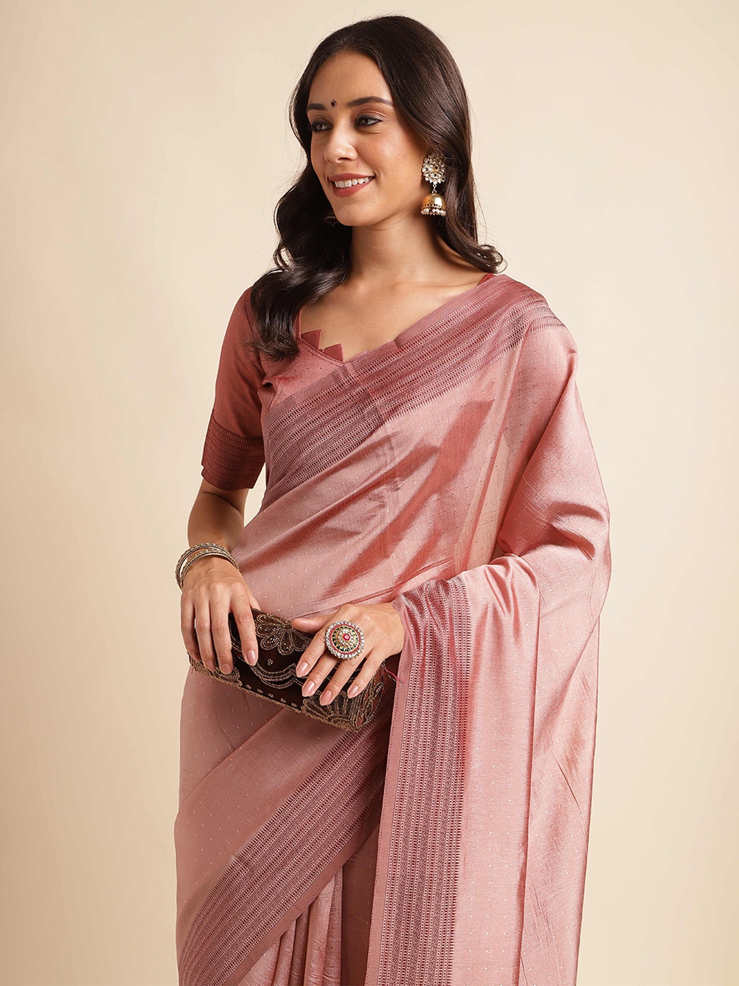 

DIVASTRI Woven Design Zari Silk Blend Banarasi Saree, Pink