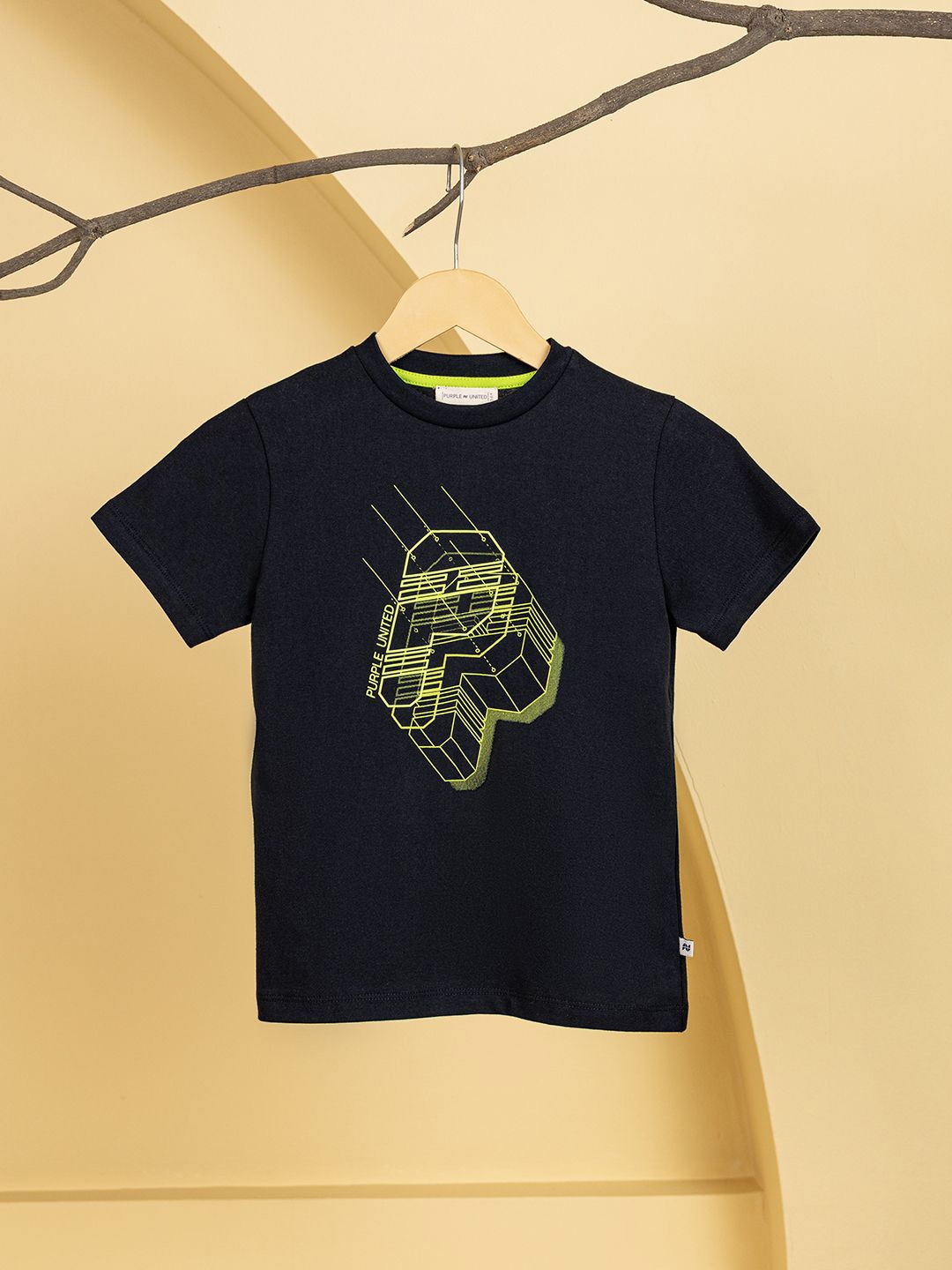 

Purple United Kids Boys Printed Applique T-shirt, Navy blue