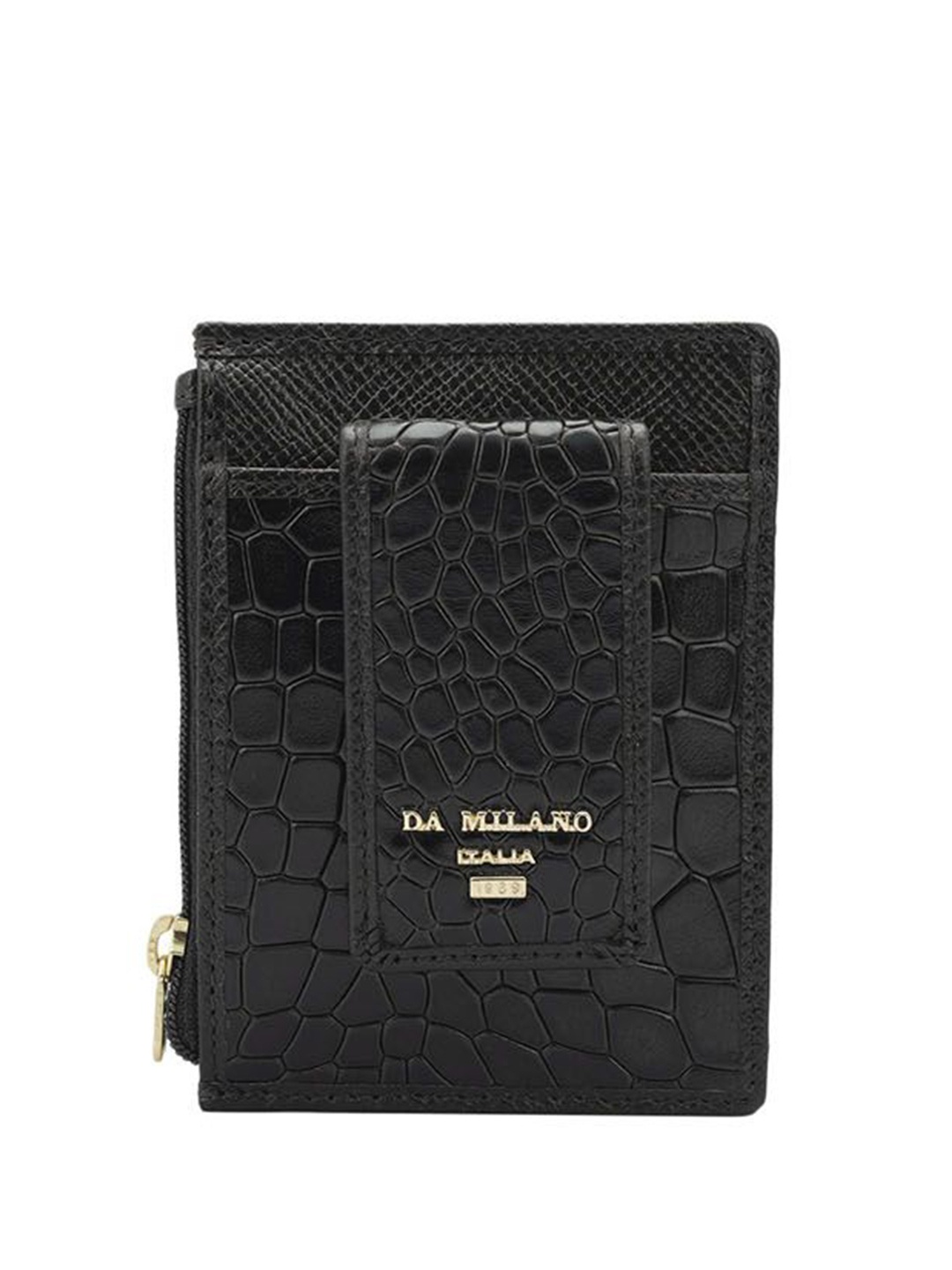 

Da Milano Men Textured Leather Money Clip, Black