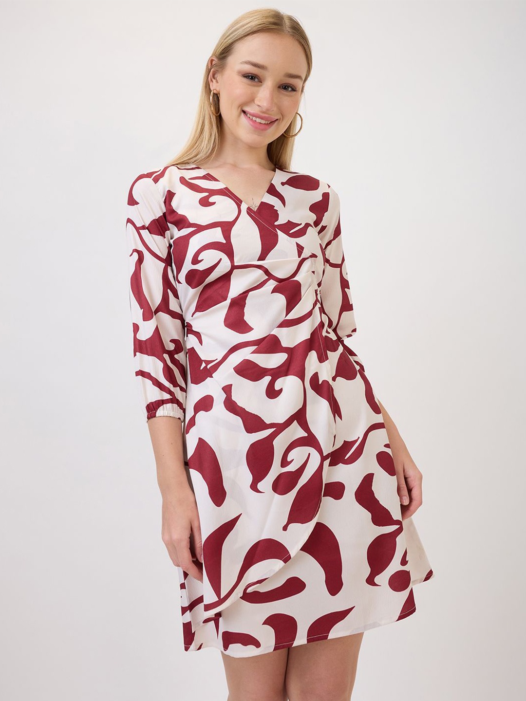 

Amarasha Floral Print Crepe Dress, Maroon