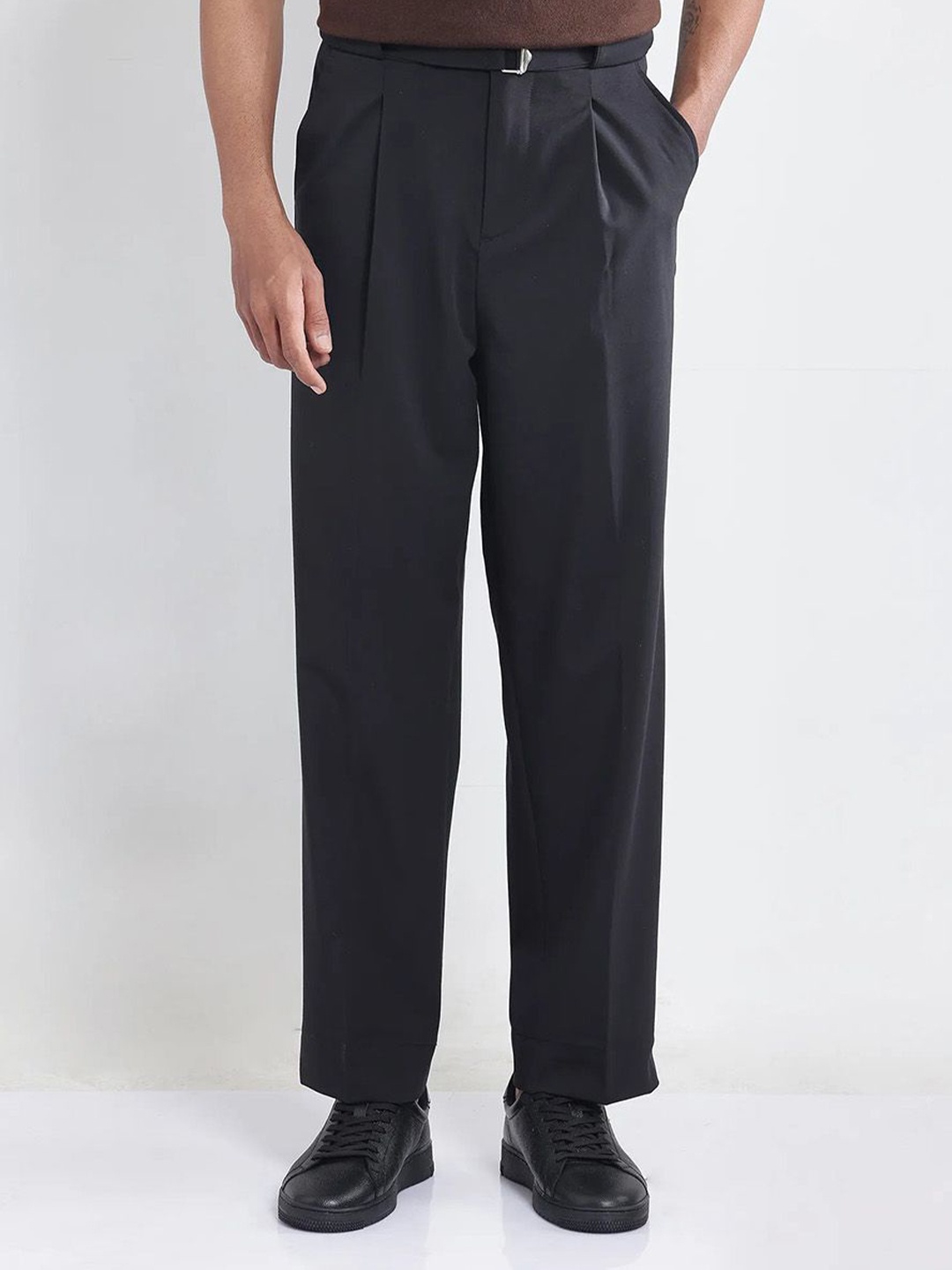 

RARE RABBIT Men Tailored Pleated Trousers, Black