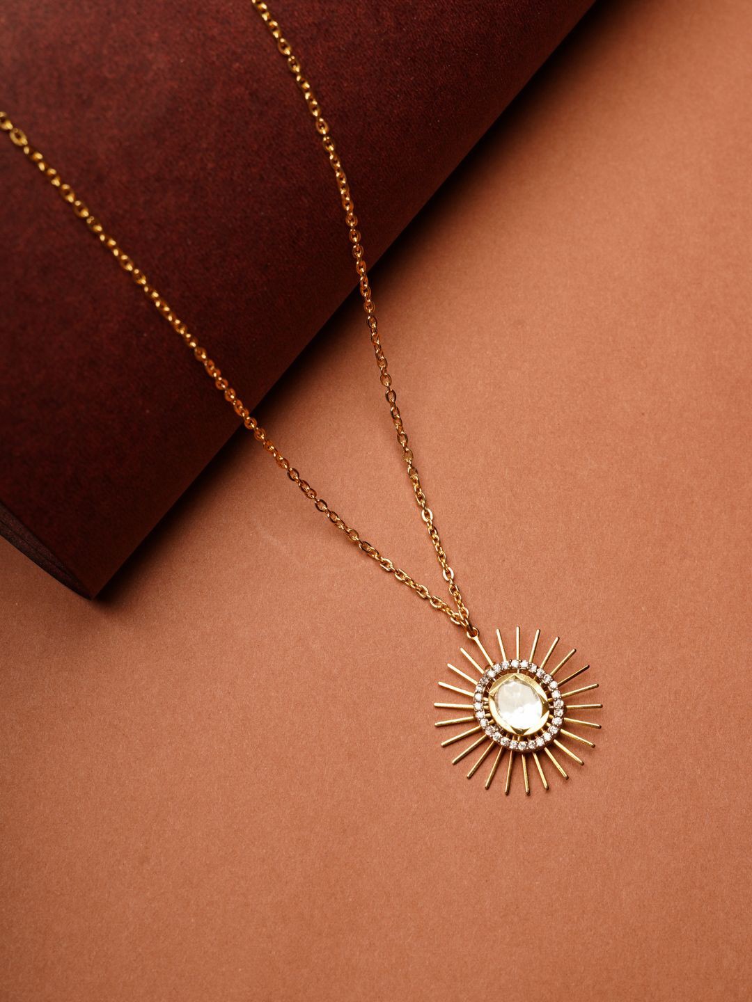 

AARSEE OFFICIAL Anti-Tarnish 22KT Gold-Plated Radiant Ray Necklace