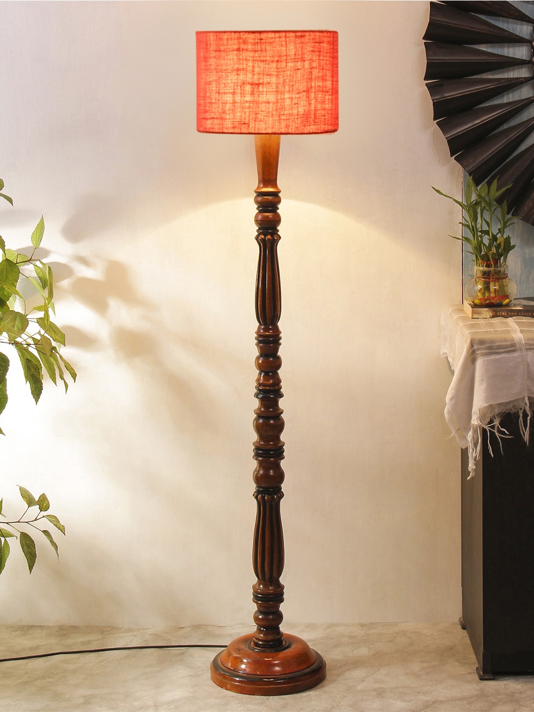 

Devansh Pink & Brown Jute Wooden Floor Lamp