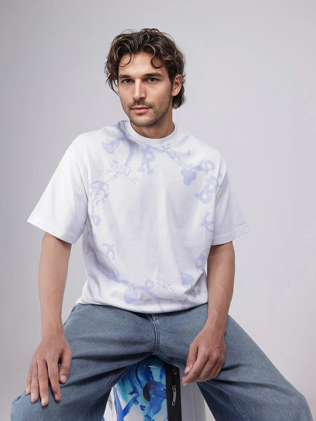 

RARE RABBIT Men Printed T-shirt, White