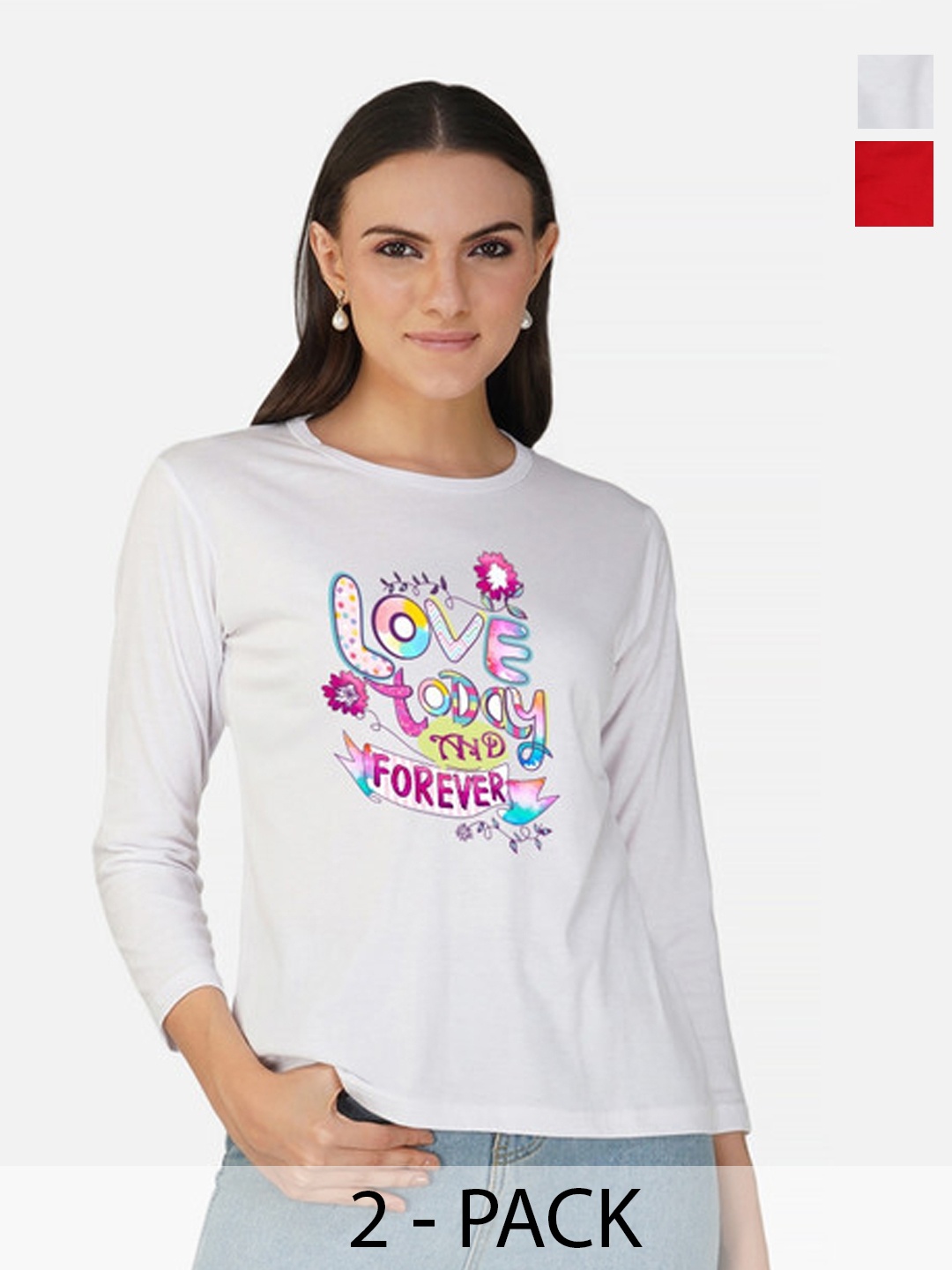 

Metronaut Women 2 Printed Bio Finish Applique T-shirt, White