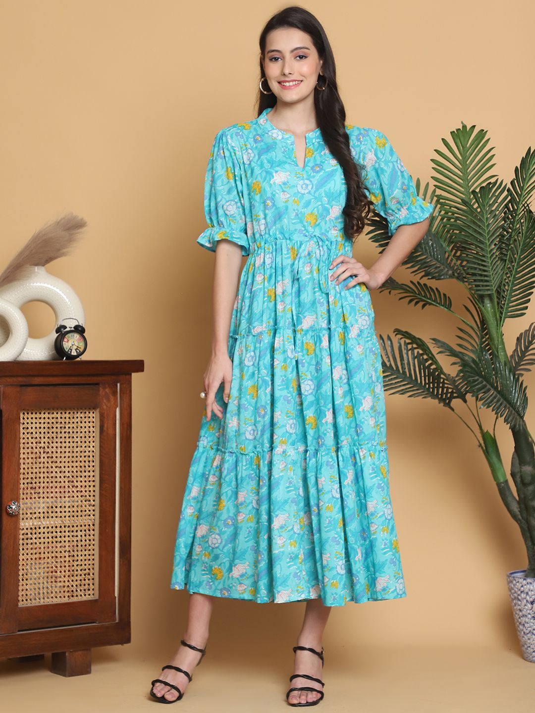 

Aawari Floral Print A-Line Maxi Dress, Blue