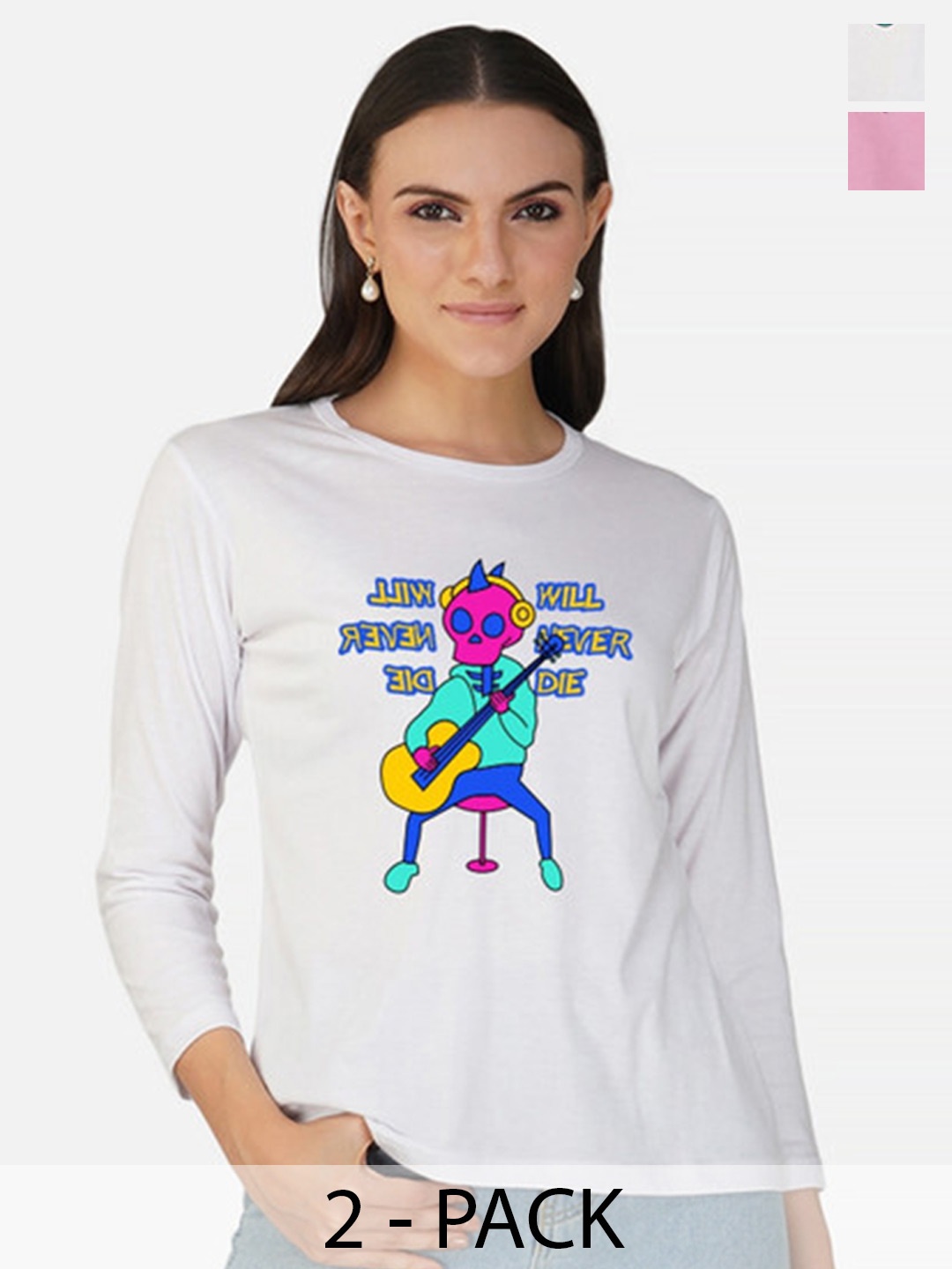 

Metronaut Women 2 Printed Bio Finish T-shirt, Pink