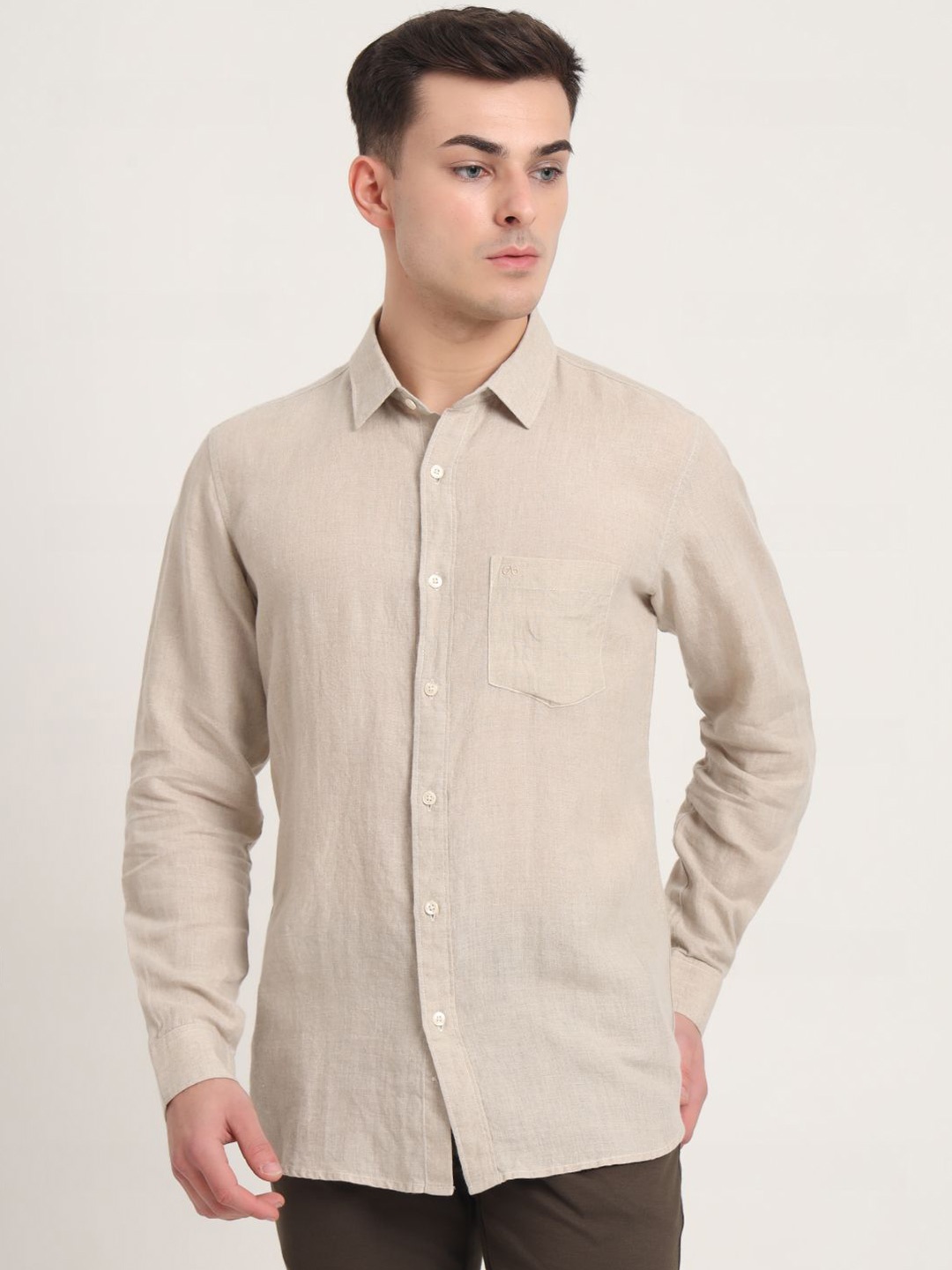 

JADE BLUE Men Slim Fit Opaque Casual Shirt, Beige