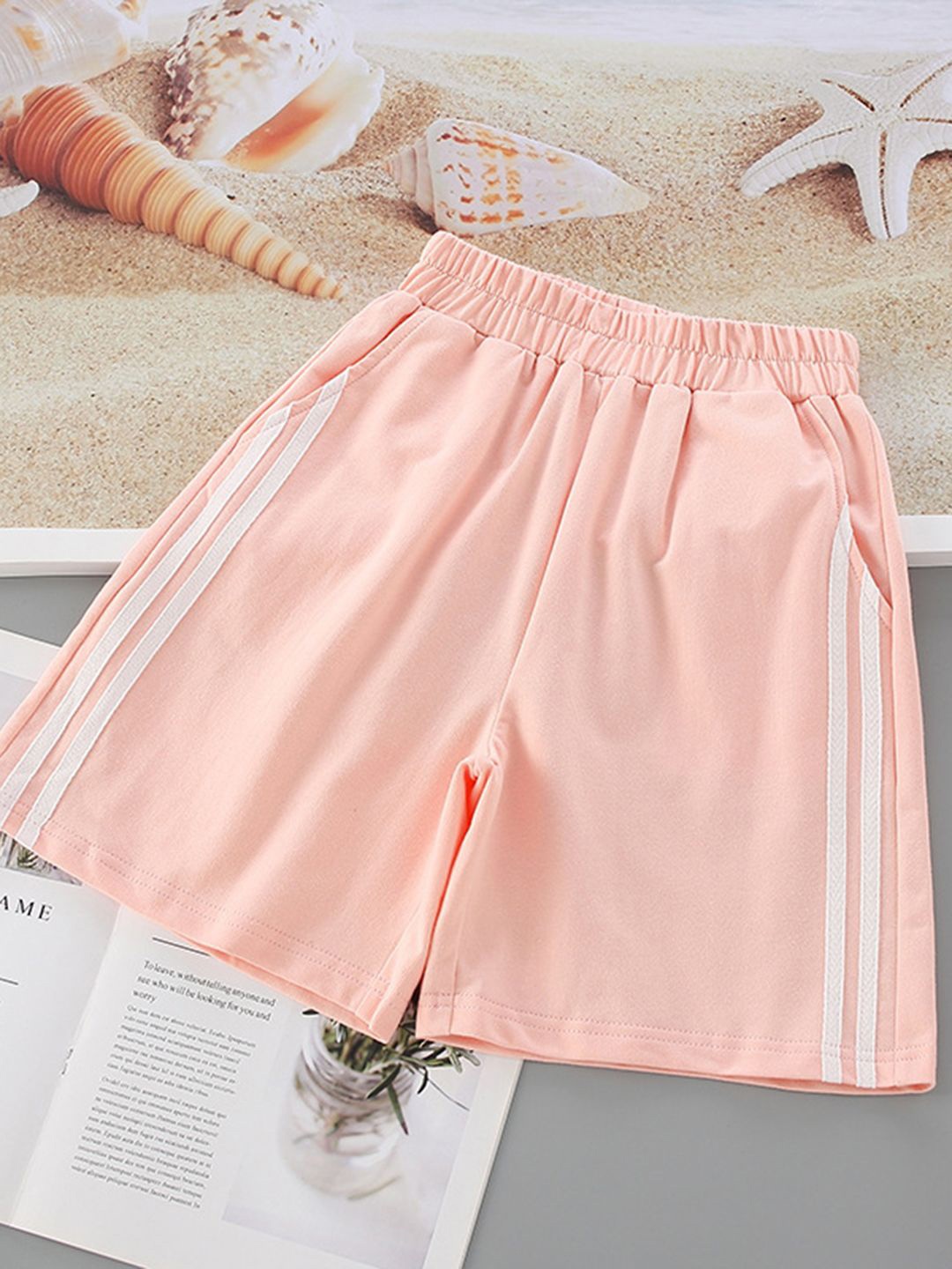 

YK Girls Striped Technology Shorts, Peach