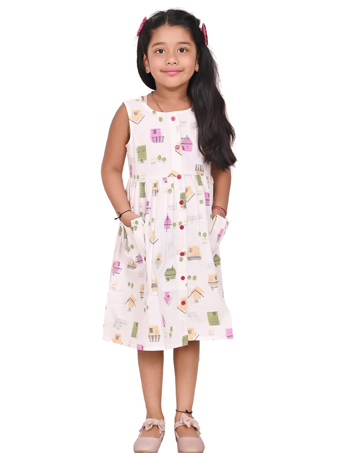 

Billion Polka Dot Print A-Line Dress, White
