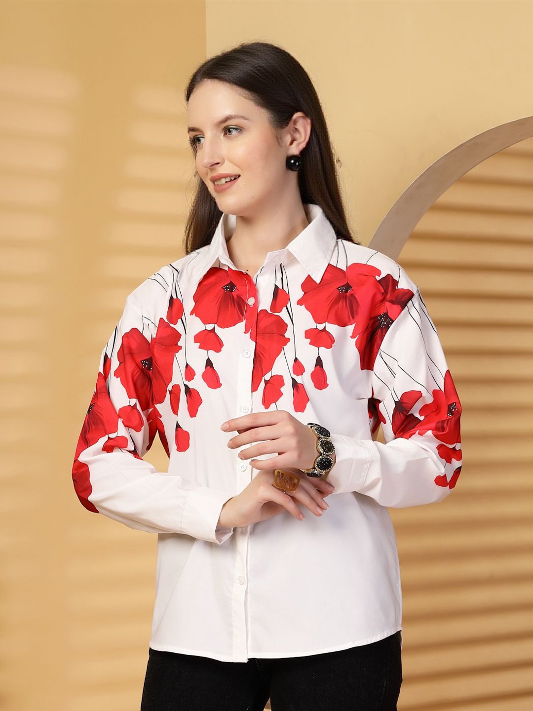 

all about you Women Smart Floral Opaque Printed Casual Shirt, Red