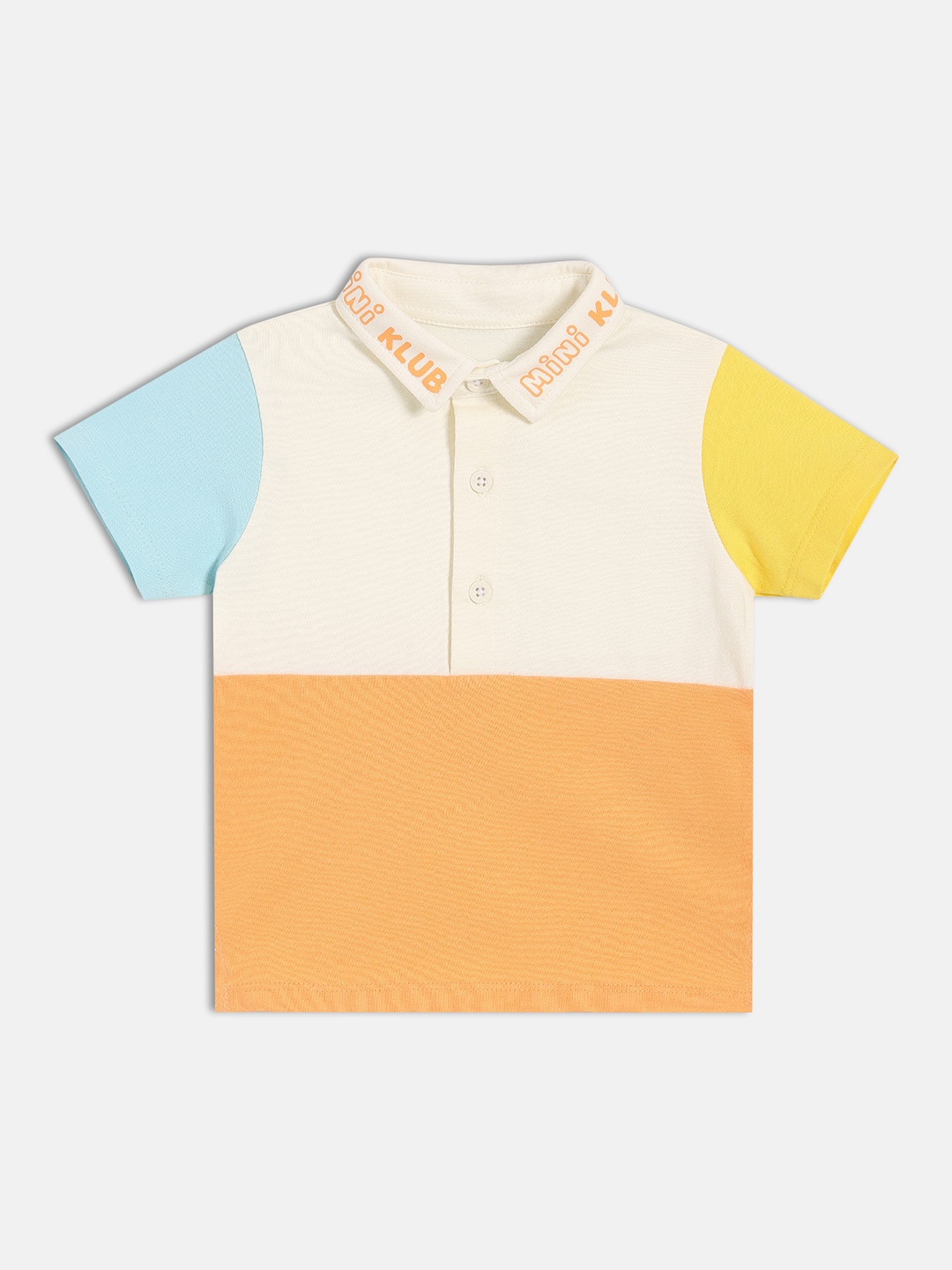 

MINI KLUB Boys Colourblocked V-Neck Raw Edge T-shirt, Pink