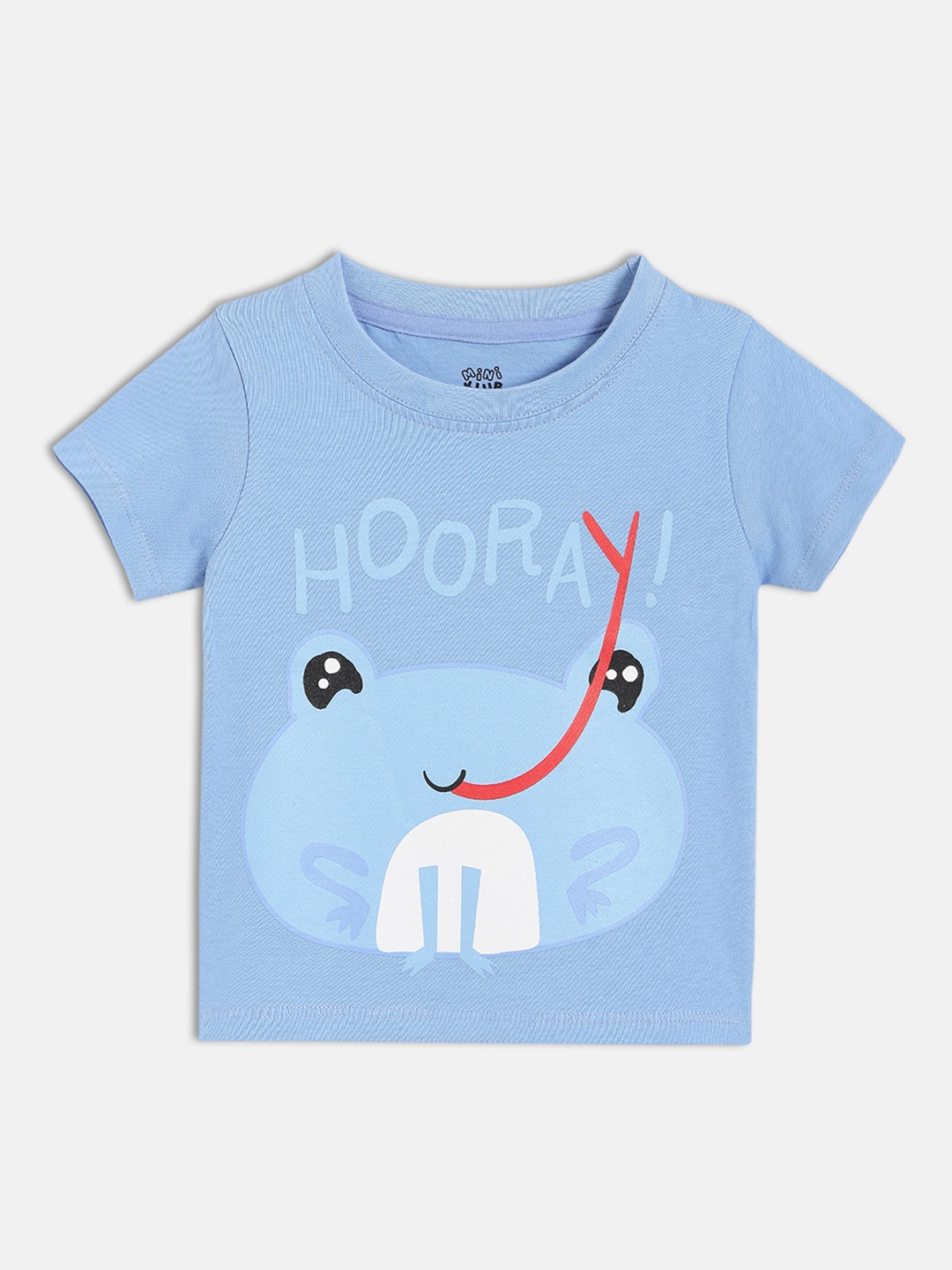 

MINI KLUB Boys Typography Printed Applique T-shirt, Blue