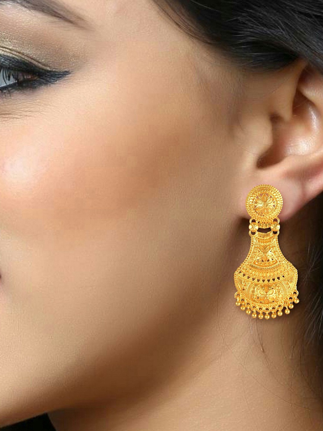 

DIVASTRI Contemporary Jhumkas Earrings, Gold