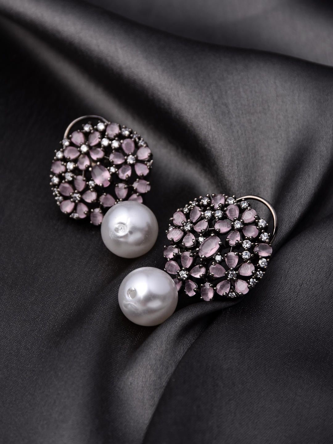 

Reenisaa Leaf Shaped Drop Earrings, Pink