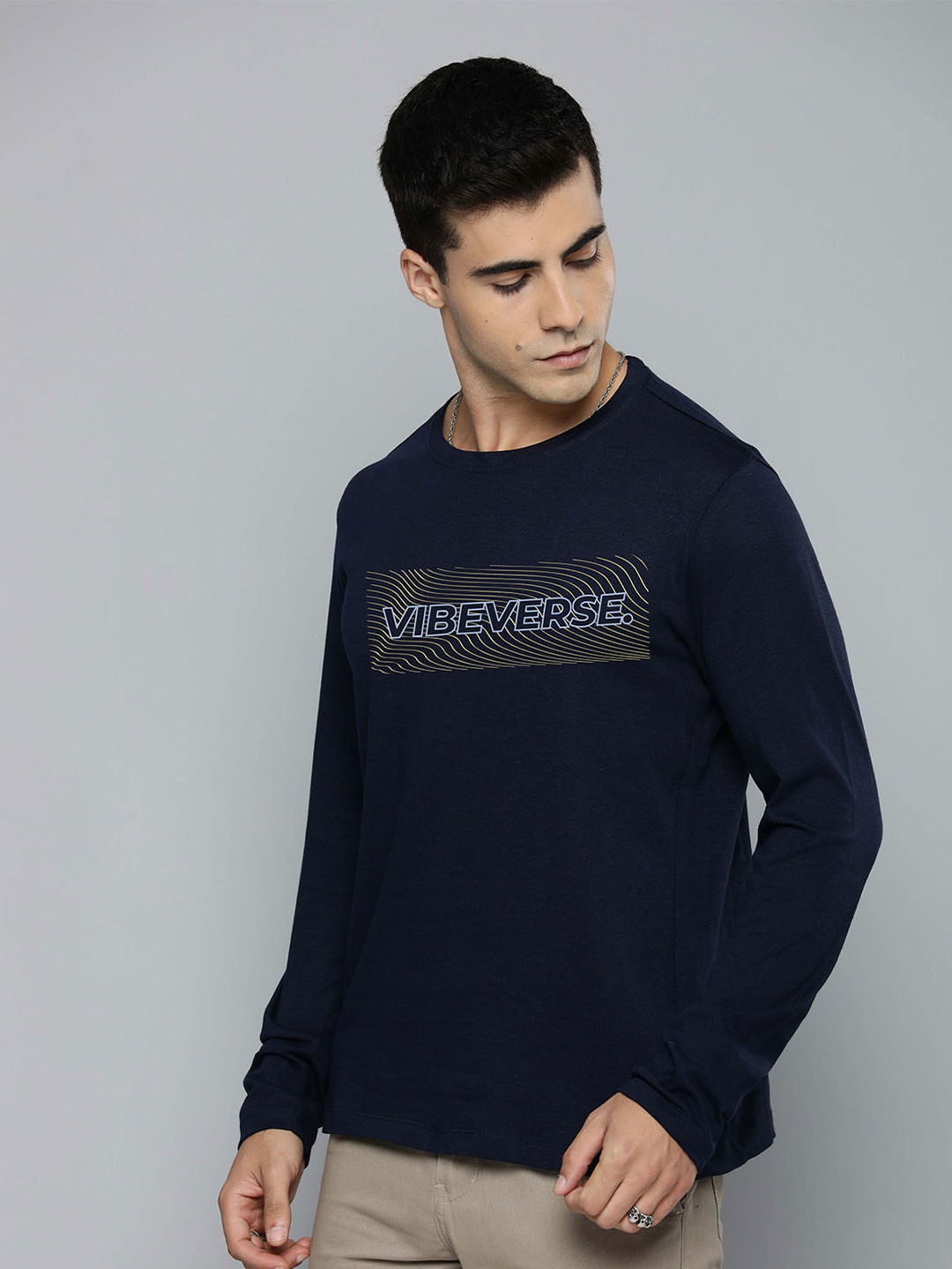 

R.Code by The Roadster Life Co. Men Printed T-shirt, Navy blue