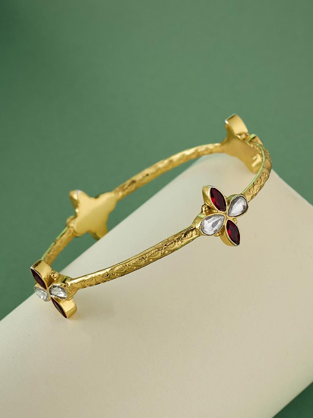 

Fabindia Sterling Silver Stone Studded Bangle, Gold