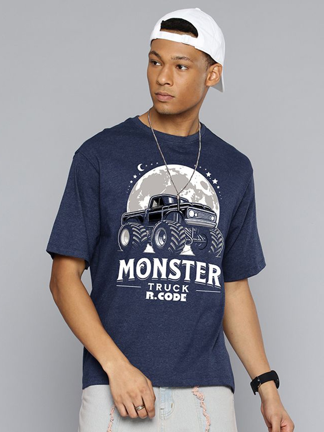 

R.Code by The Roadster Life Co. Men Printed T-shirt, Navy blue