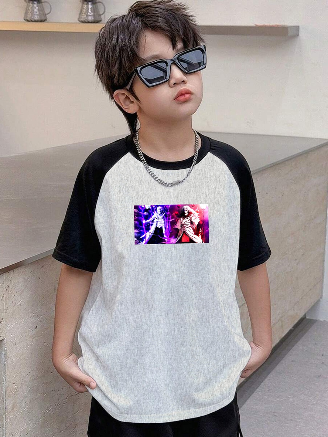 

BAESD Boys Printed T-shirt, Grey