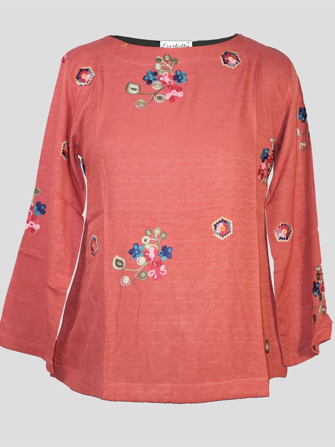 

Errabelly Embellished Cotton Top, Red