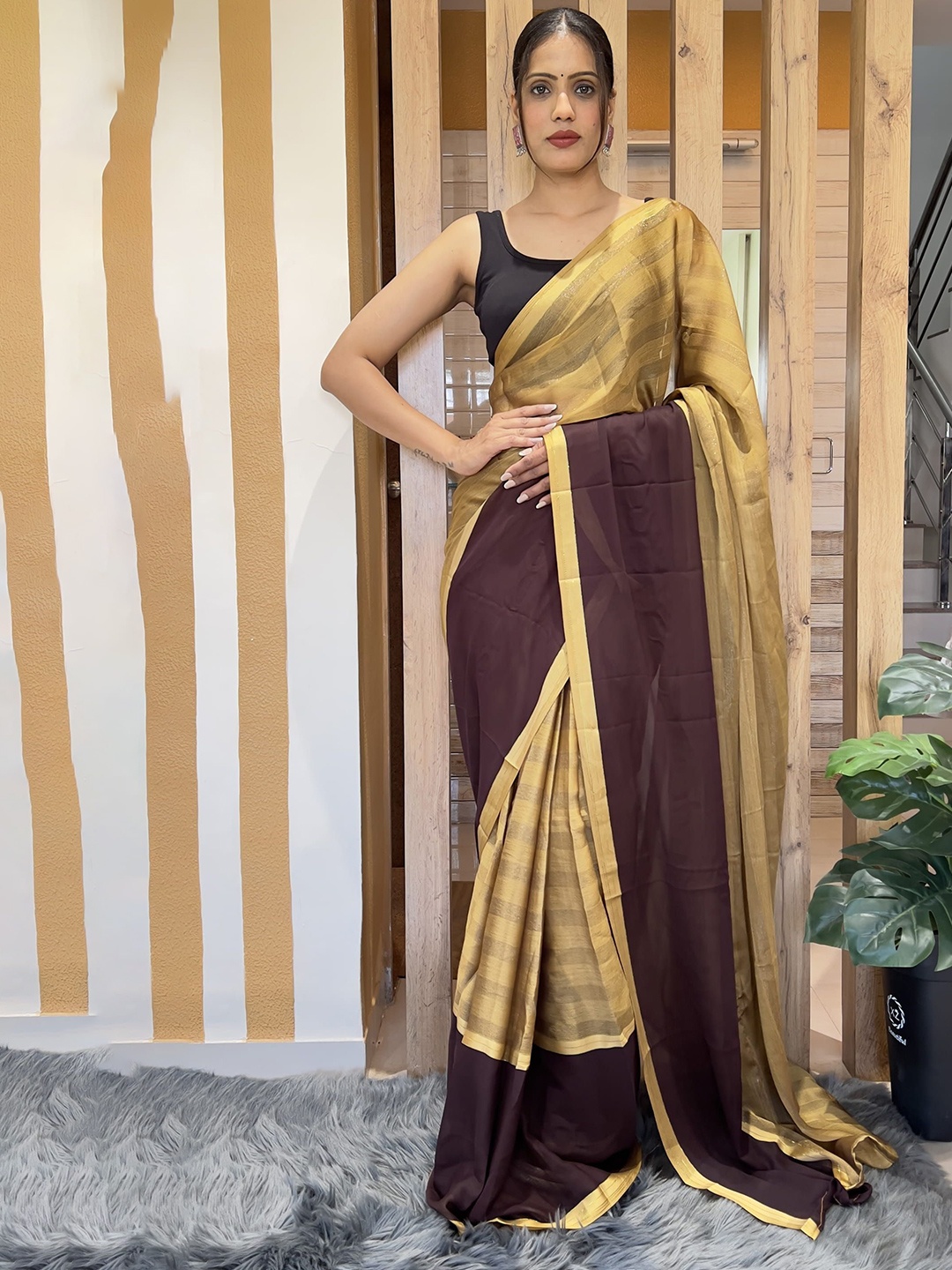 

HERE&NOW Pure Chiffon Jamdani Saree, Yellow