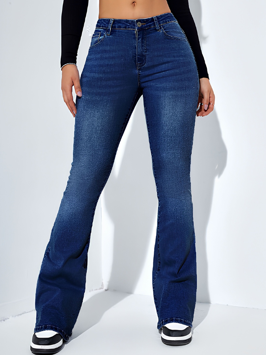 

BAESD Women Comfort Bootcut Light Fade Stretchable Jeans, Blue