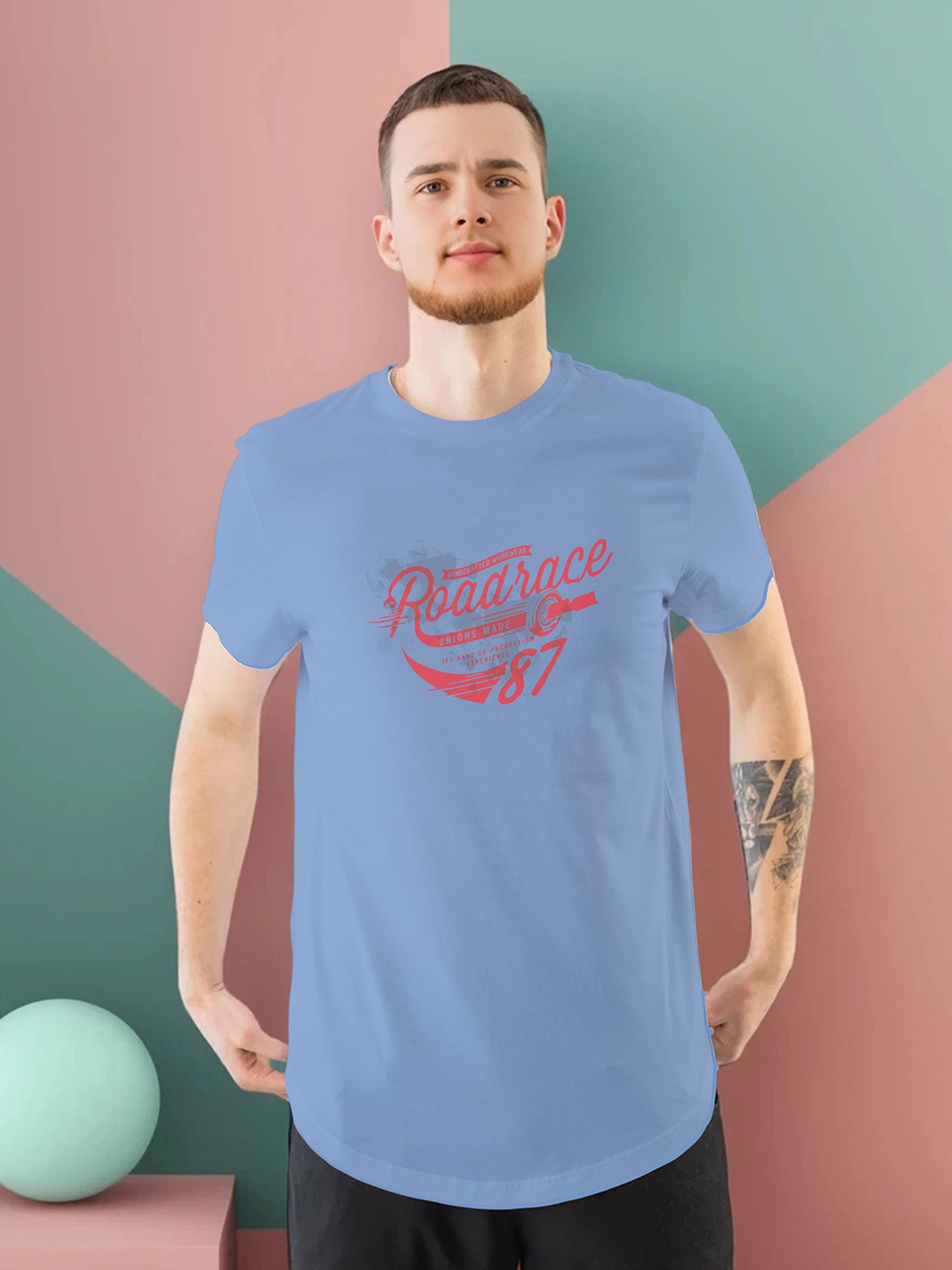 

Moda Rapido Men Typography Printed T-shirt, Blue