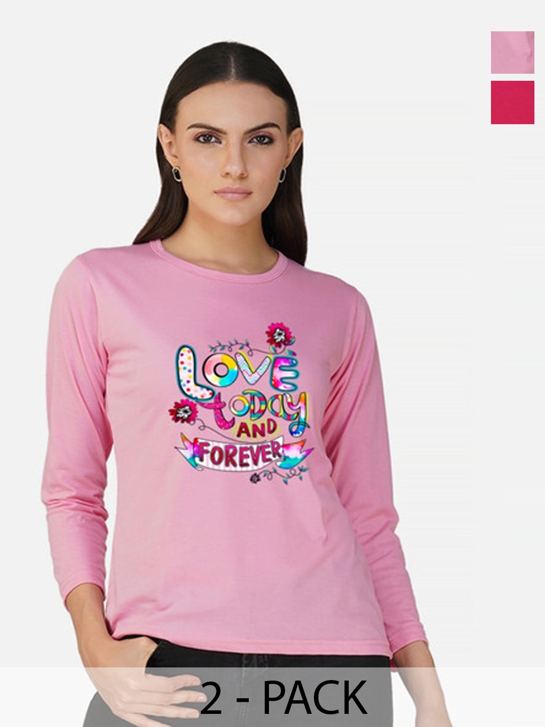 

Metronaut Women 2 Printed Bio Finish T-shirt, Pink
