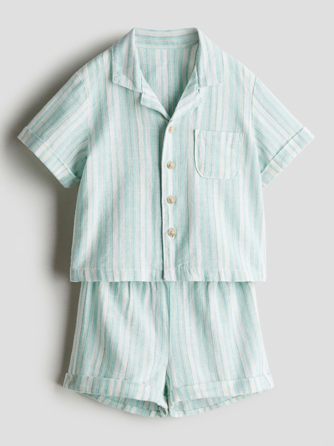 

H&M 2-Piece Linen-Blend Set, Turquoise blue