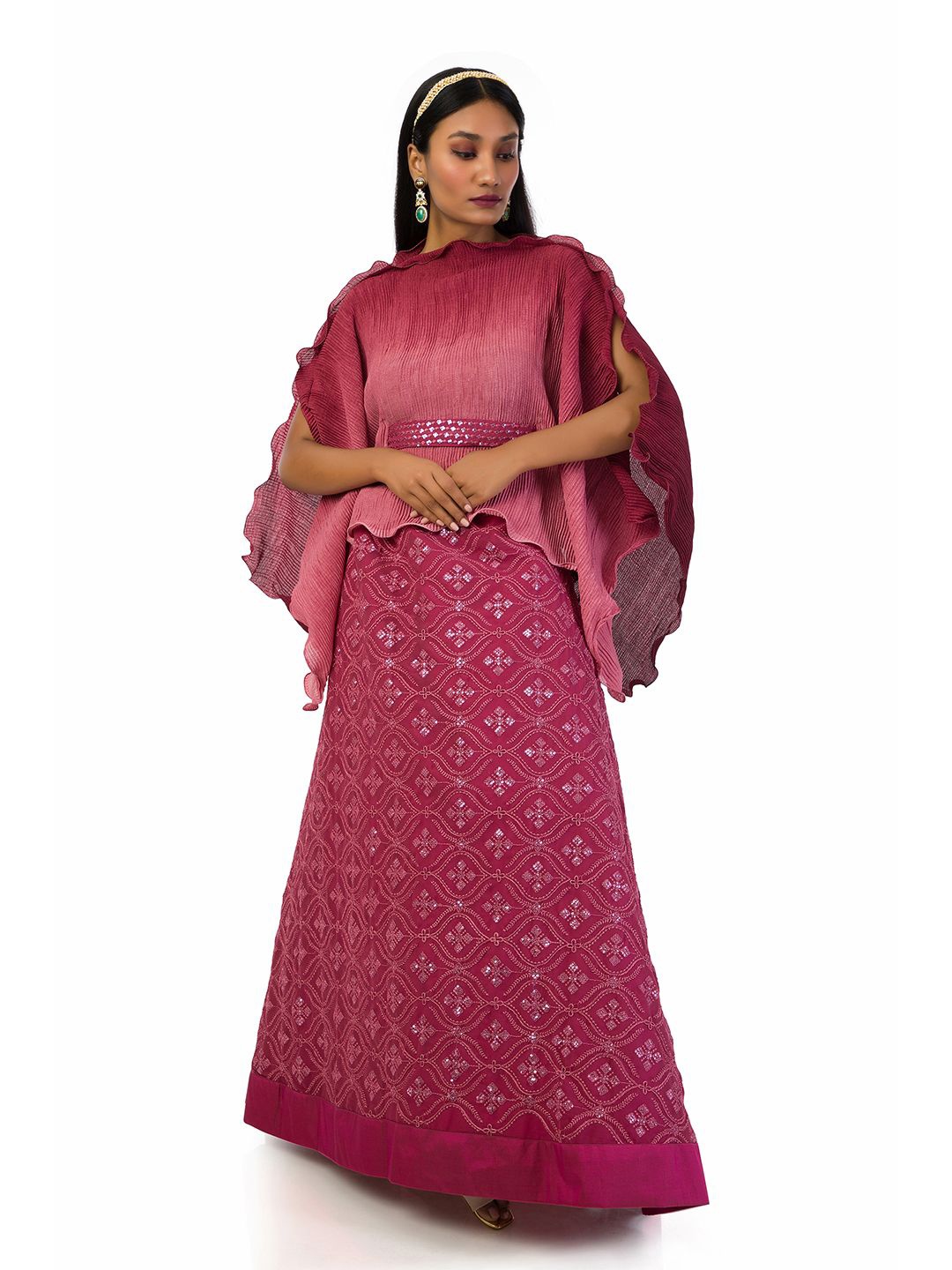 

Mystake By Meghna Shah Printed Sequinned Ready to Wear Lehenga &, Pink