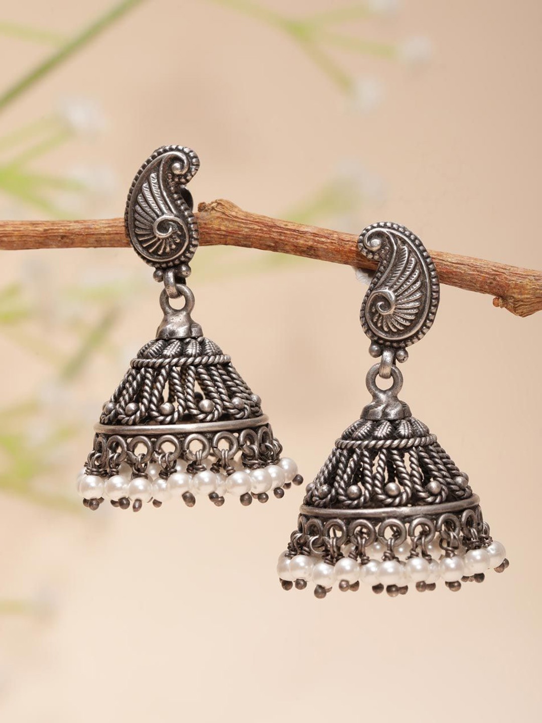 

Fabindia Contemporary Jhumkas Earrings, Silver