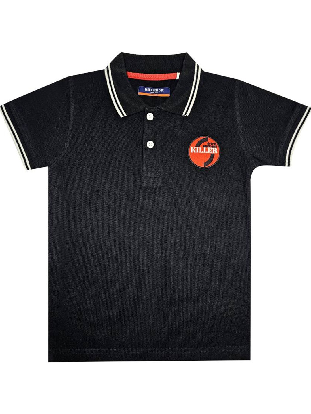 

Killer Boys Solid Polo Collar Cotton T-shirt, Black