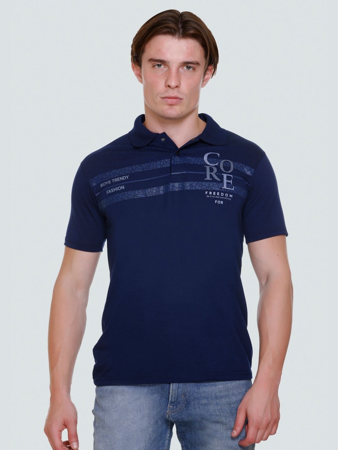 

Yoorix Men Polo Collar Tropical T-shirt, Blue