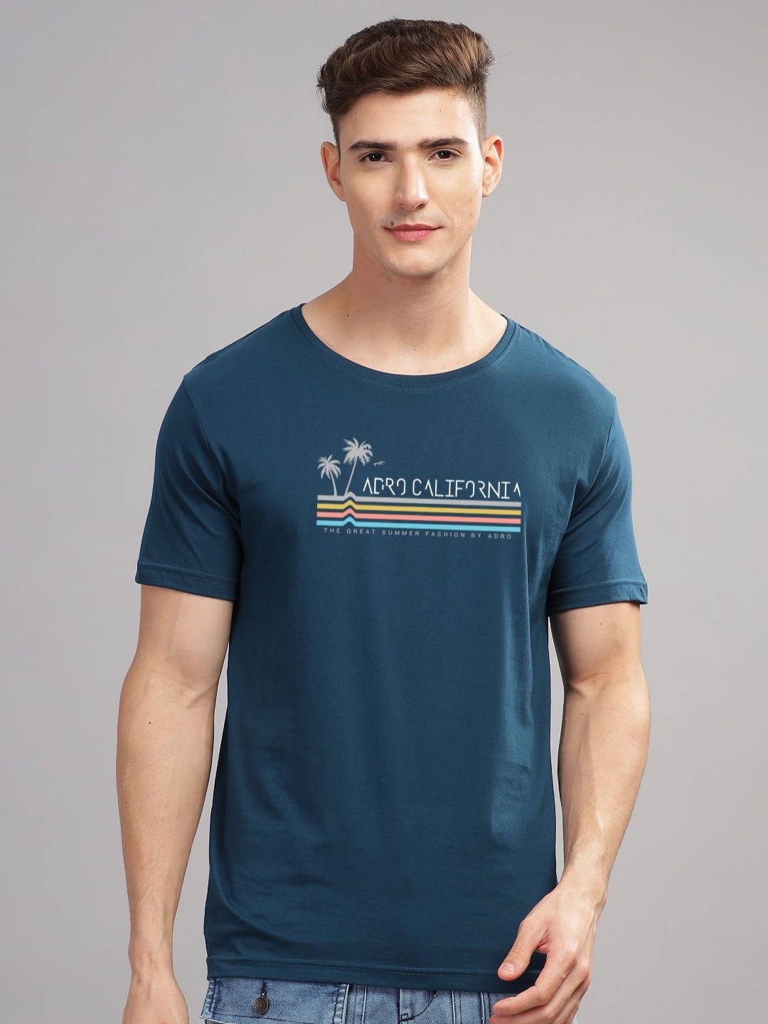 

ADRO Men Printed T-shirt, Teal