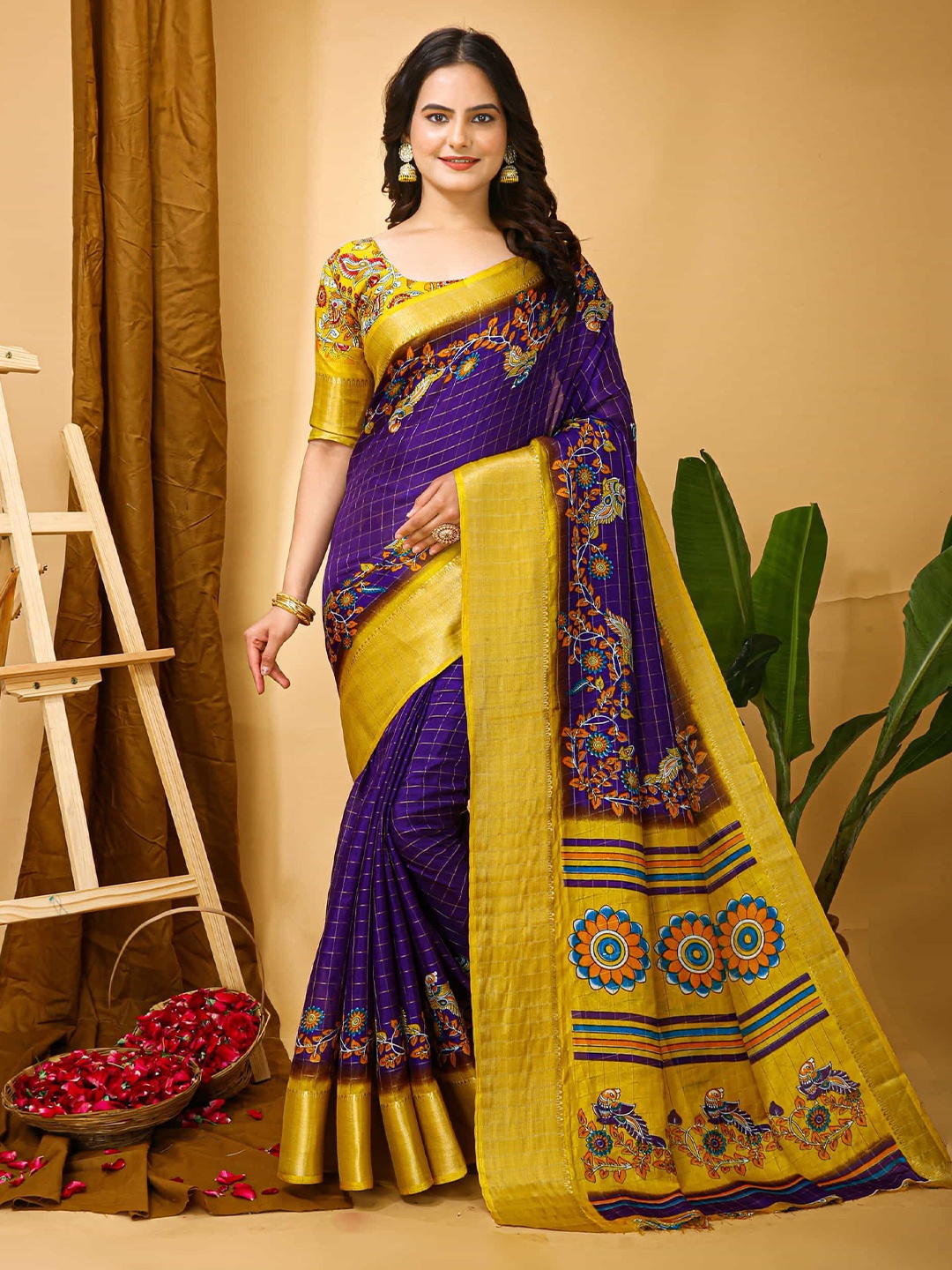 

Mitera Ethnic Motifs Zari Art Silk Banarasi Saree, Purple