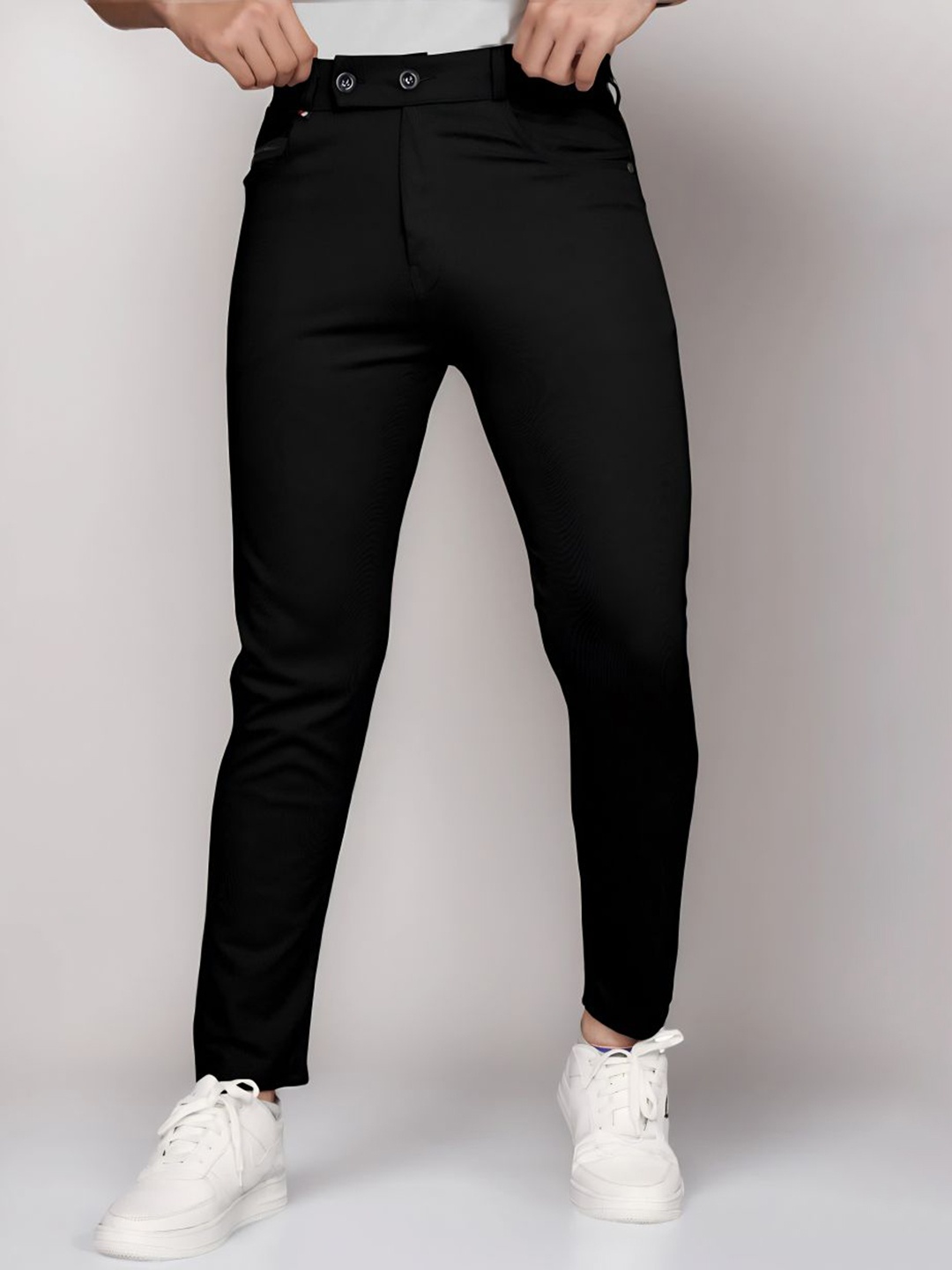 

Moda Rapido Men Comfort Regular Fit Mid-Rise Trouser, Black