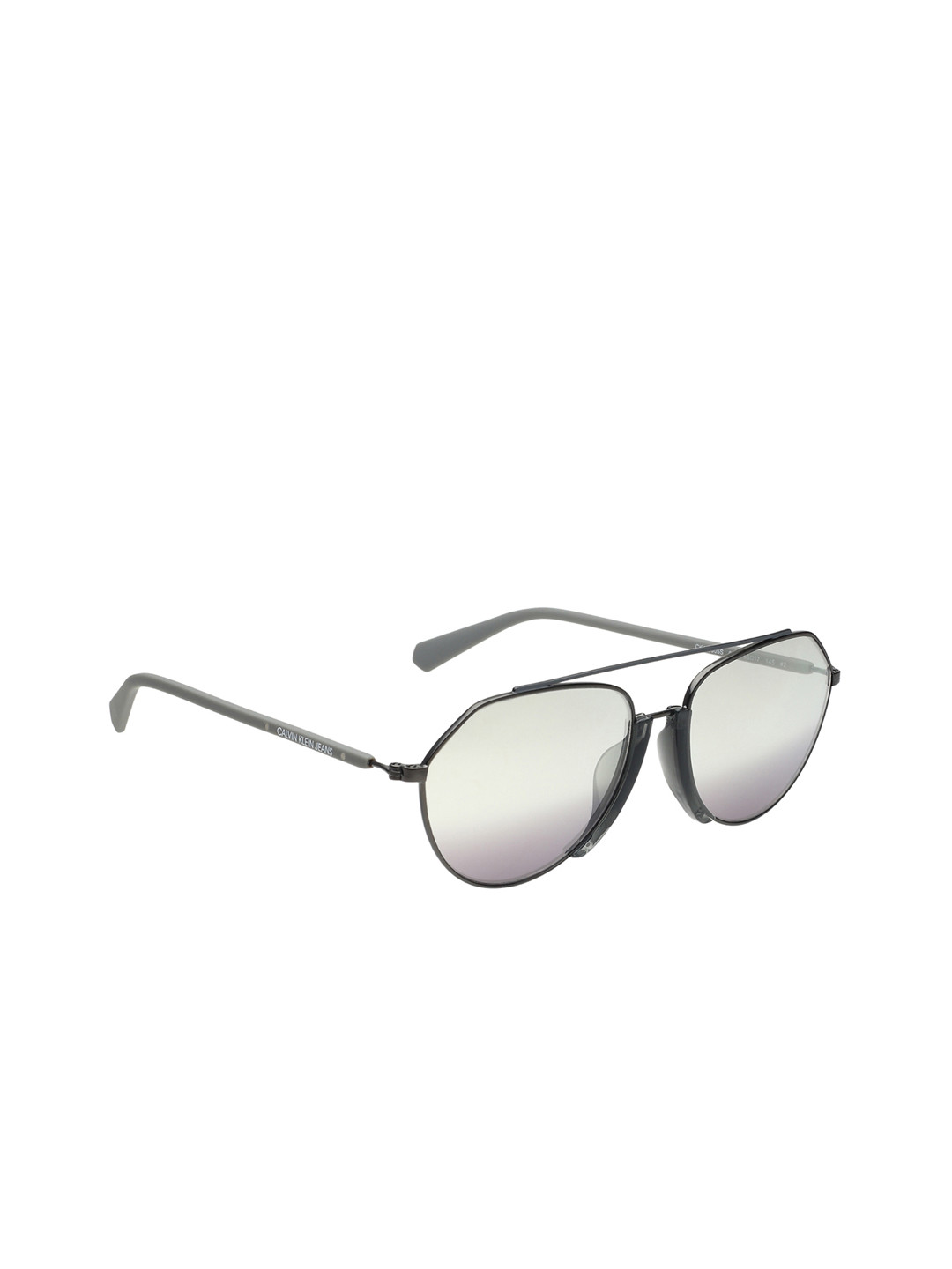 

Calvin Klein Jeans Unisex Aviator Sunglasses with UV Protected Lens - CKJ 19305 006 56 S, Silver