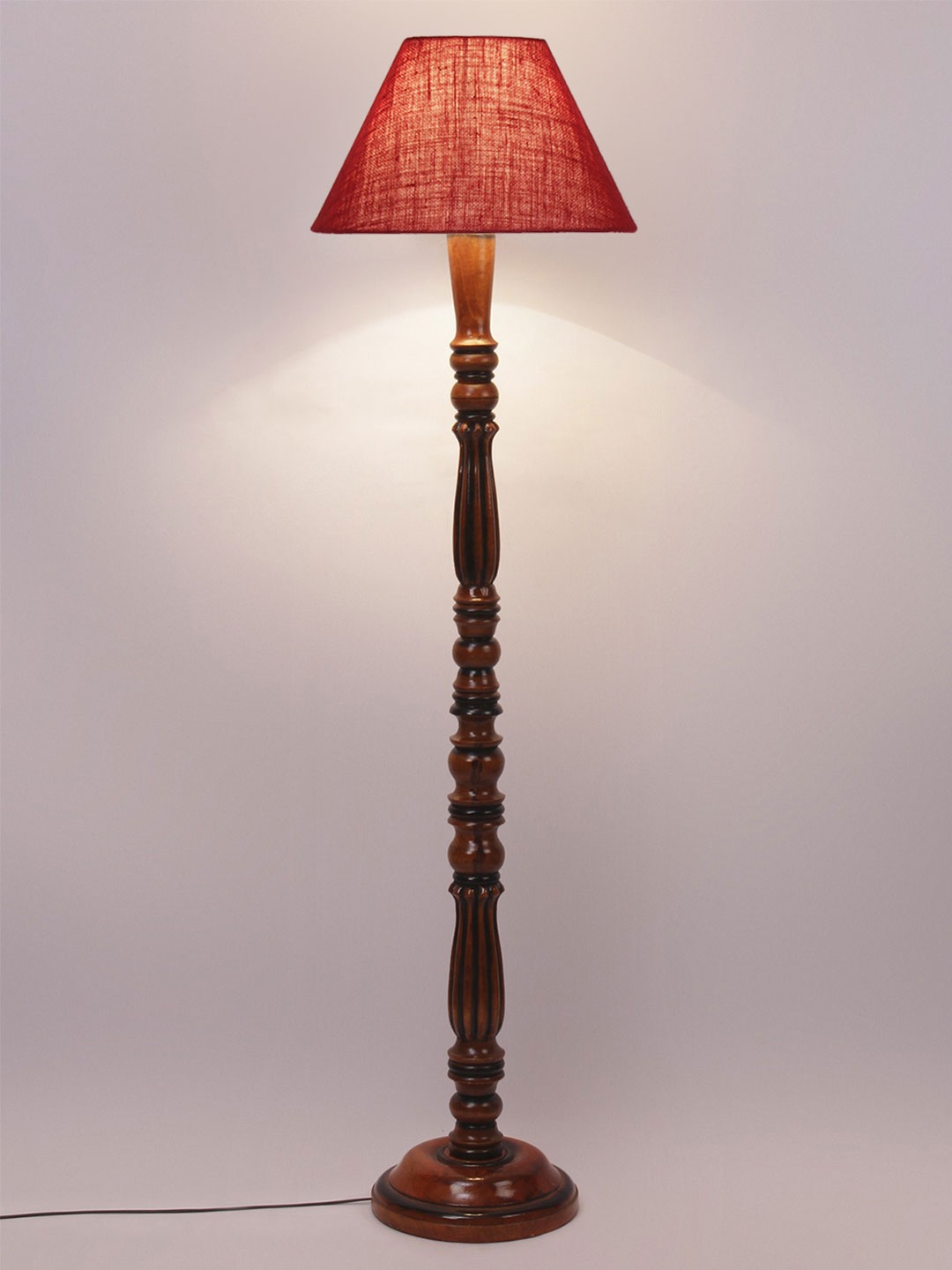 

Devansh Brown & Maroon Wooden Floor Lamp With Shade