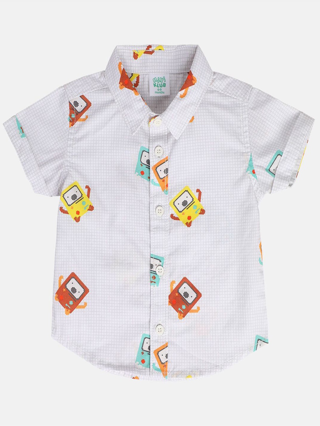 

MINI KLUB Boys Floral Opaque Striped Casual Shirt, Grey