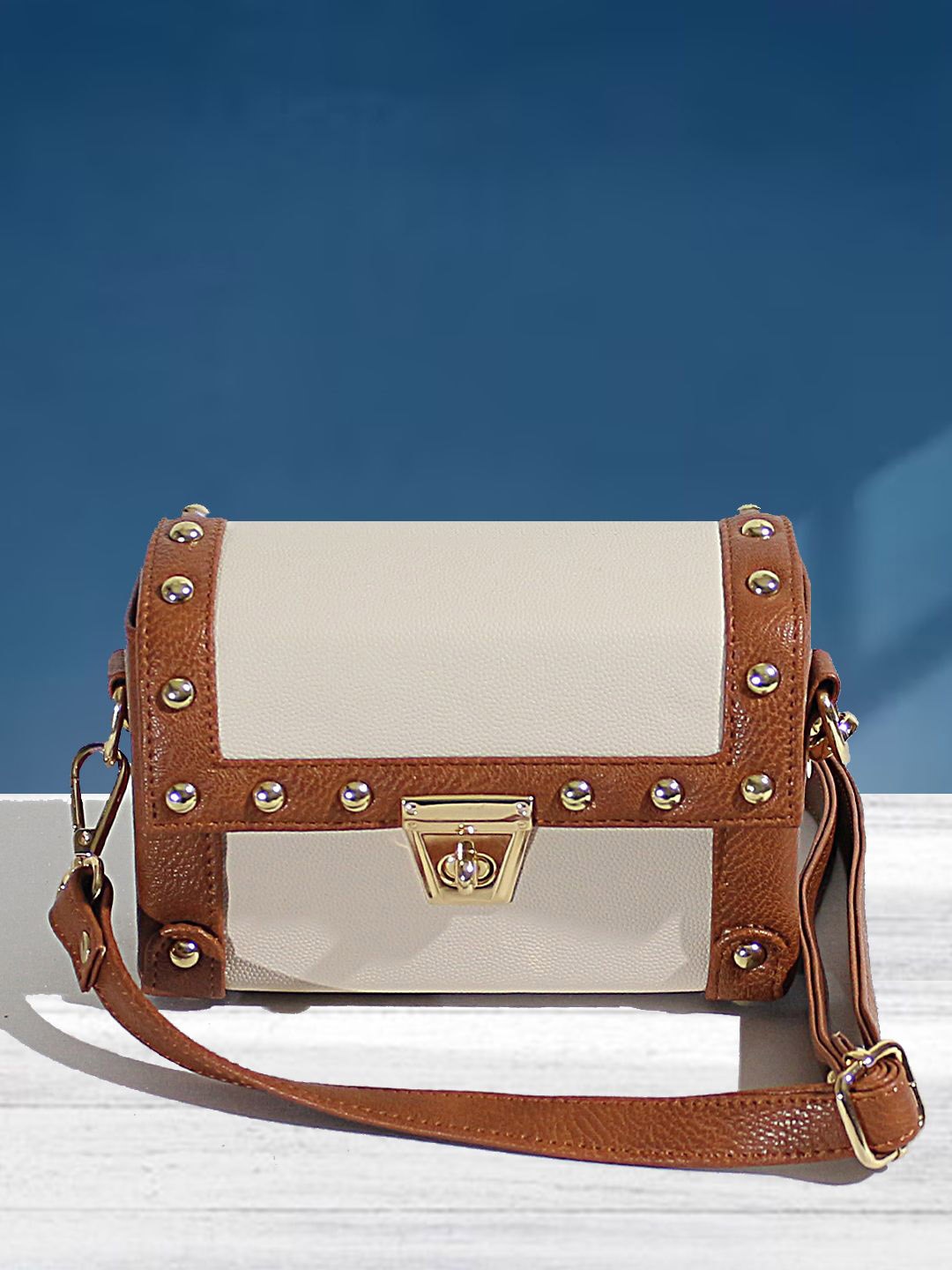 

VASKA Colourblocked Shopper Sling Bag, Cream