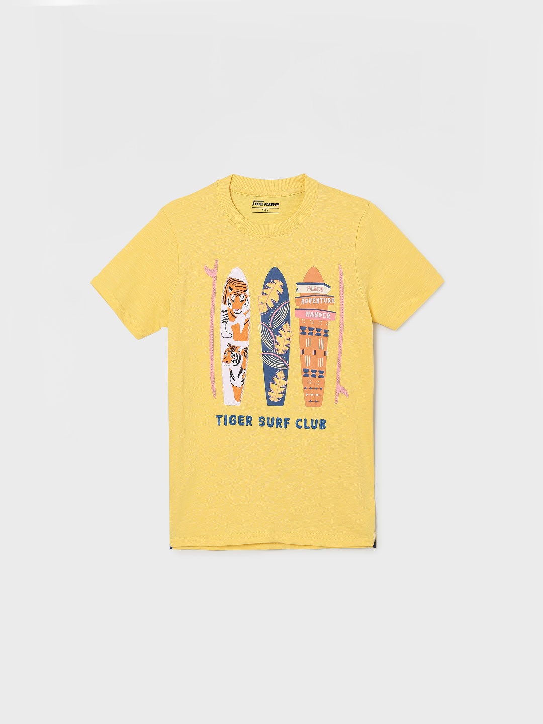 

Fame Forever by Lifestyle Boys Graphic Printed Round Neck Cotton T-shirt, Yellow