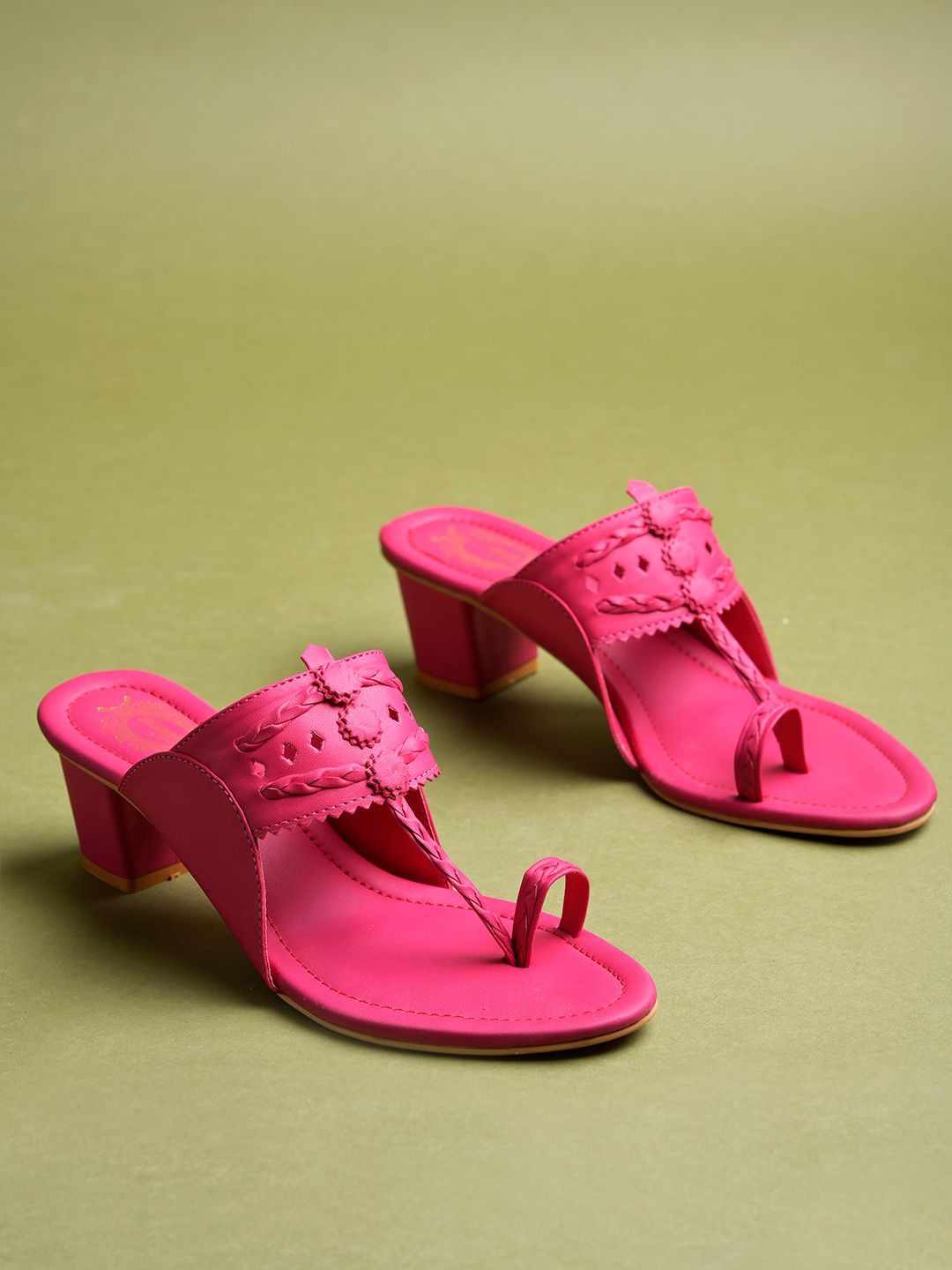 

Shoetopia Girl Ethnic Block Open Toe Sandals, Pink