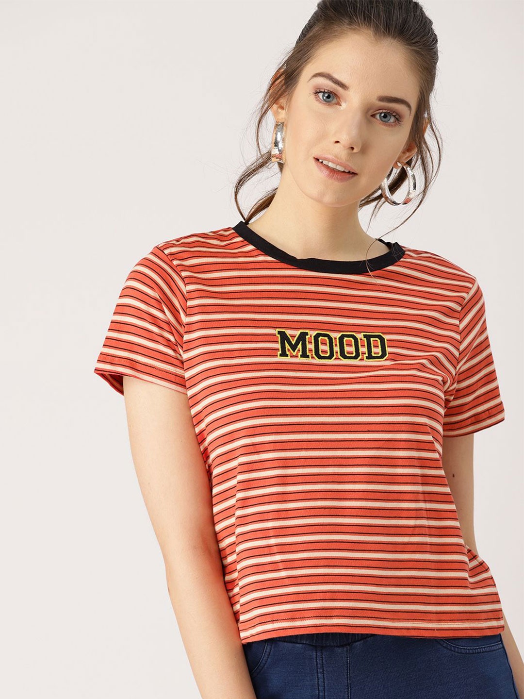 

DressBerry Women Striped T-shirt, Coral