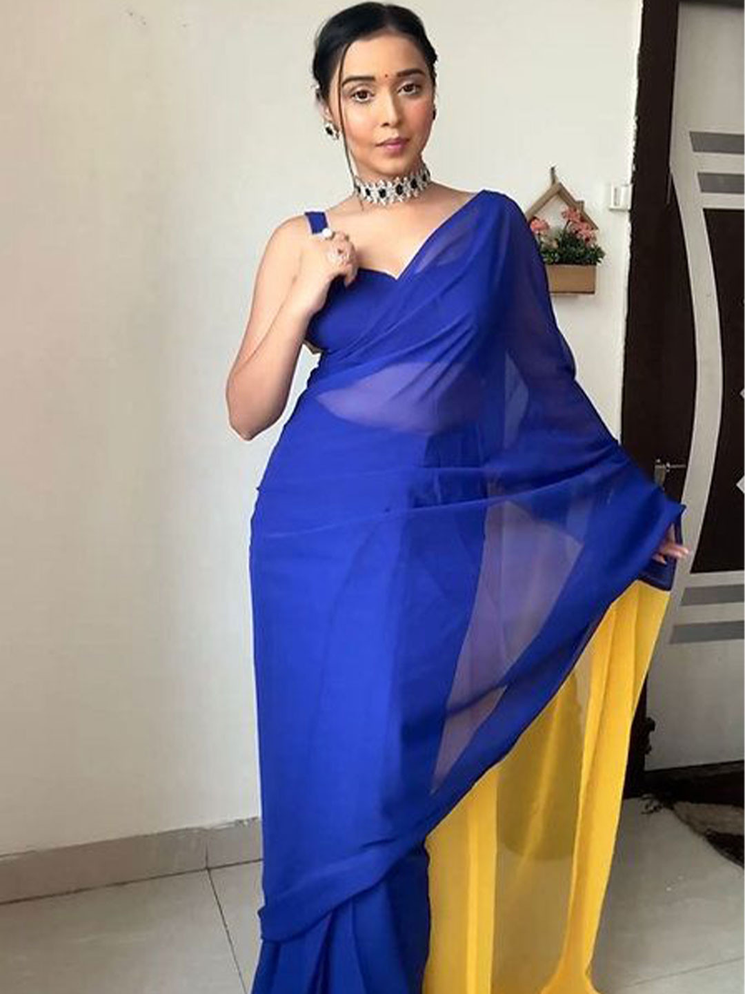 

Moda Rapido Pure Georgette Saree, Blue