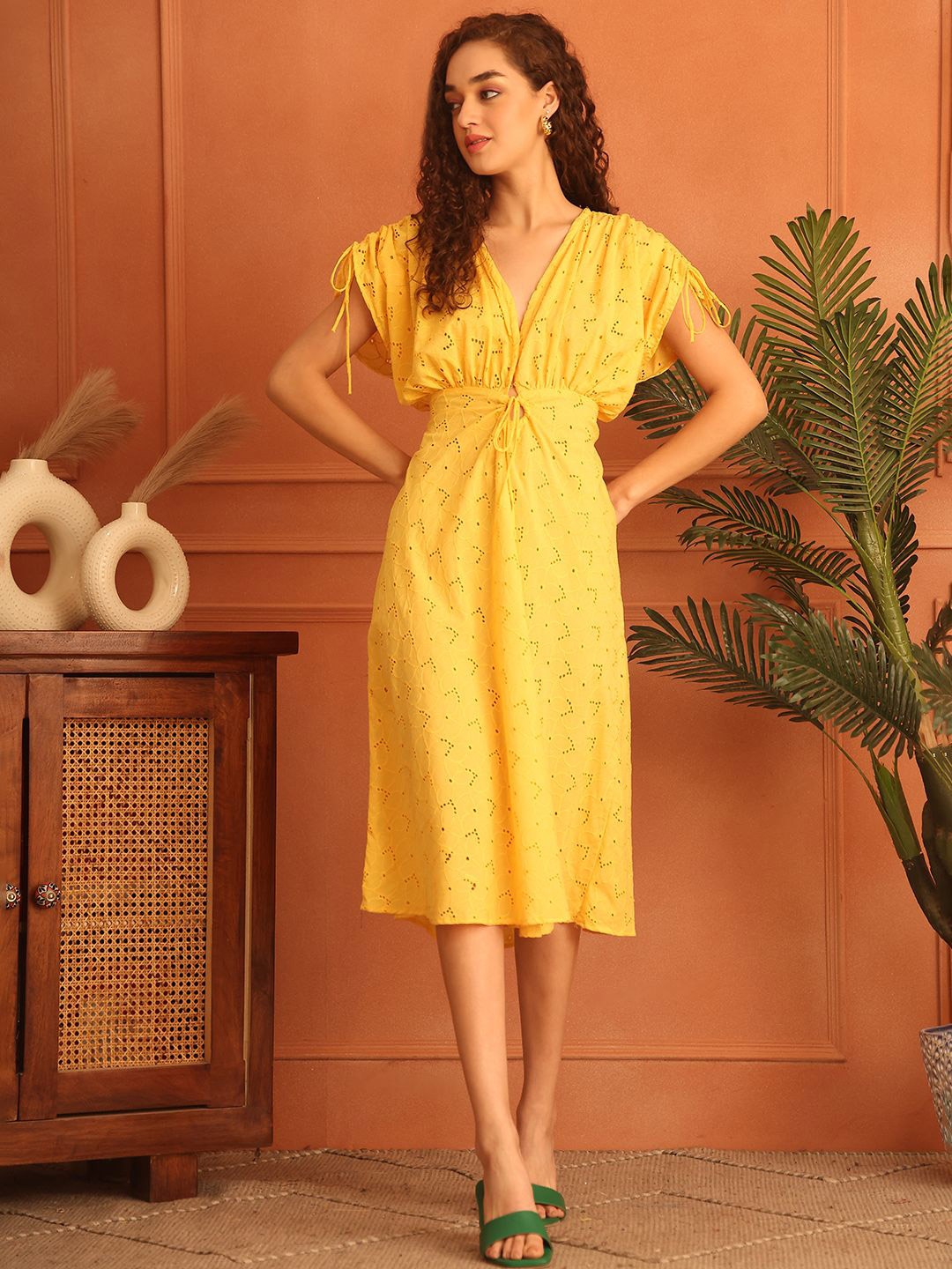 

TAG 7 Embroidered A-Line Maxi Dress, Yellow