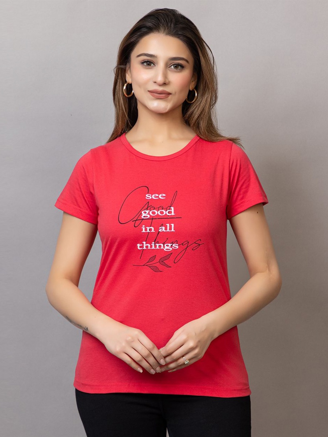 

PROBASIC Women Pockets T-shirt, Red
